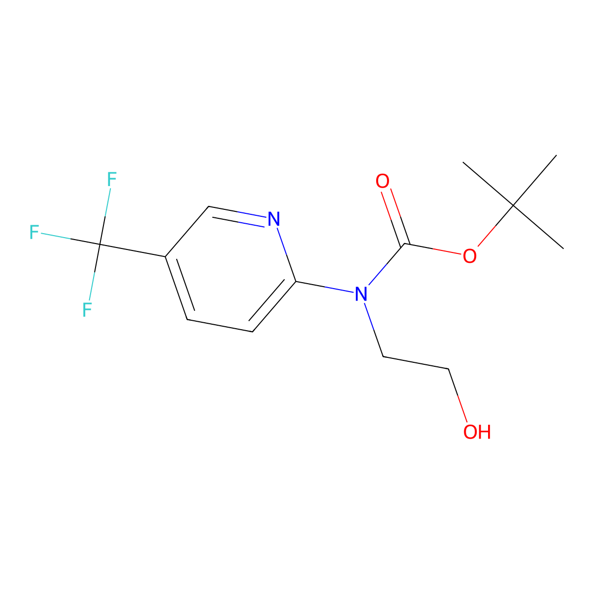 tert-butyl N-(2-hydroxyethyl)-N-[5-(trifluoromethyl)pyridin-2-yl]carbamate molecular structure, CAS 2413868-06-9