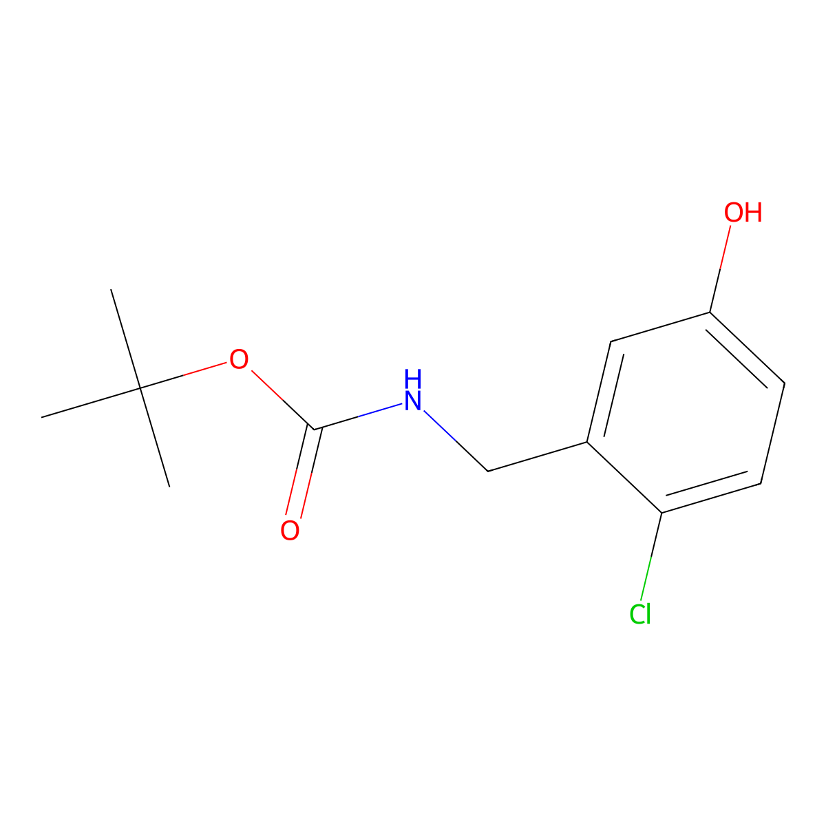 tert-butyl N-[(2-chloro-5-hydroxyphenyl)methyl]carbamate molecular structure, CAS 2413868-07-0
