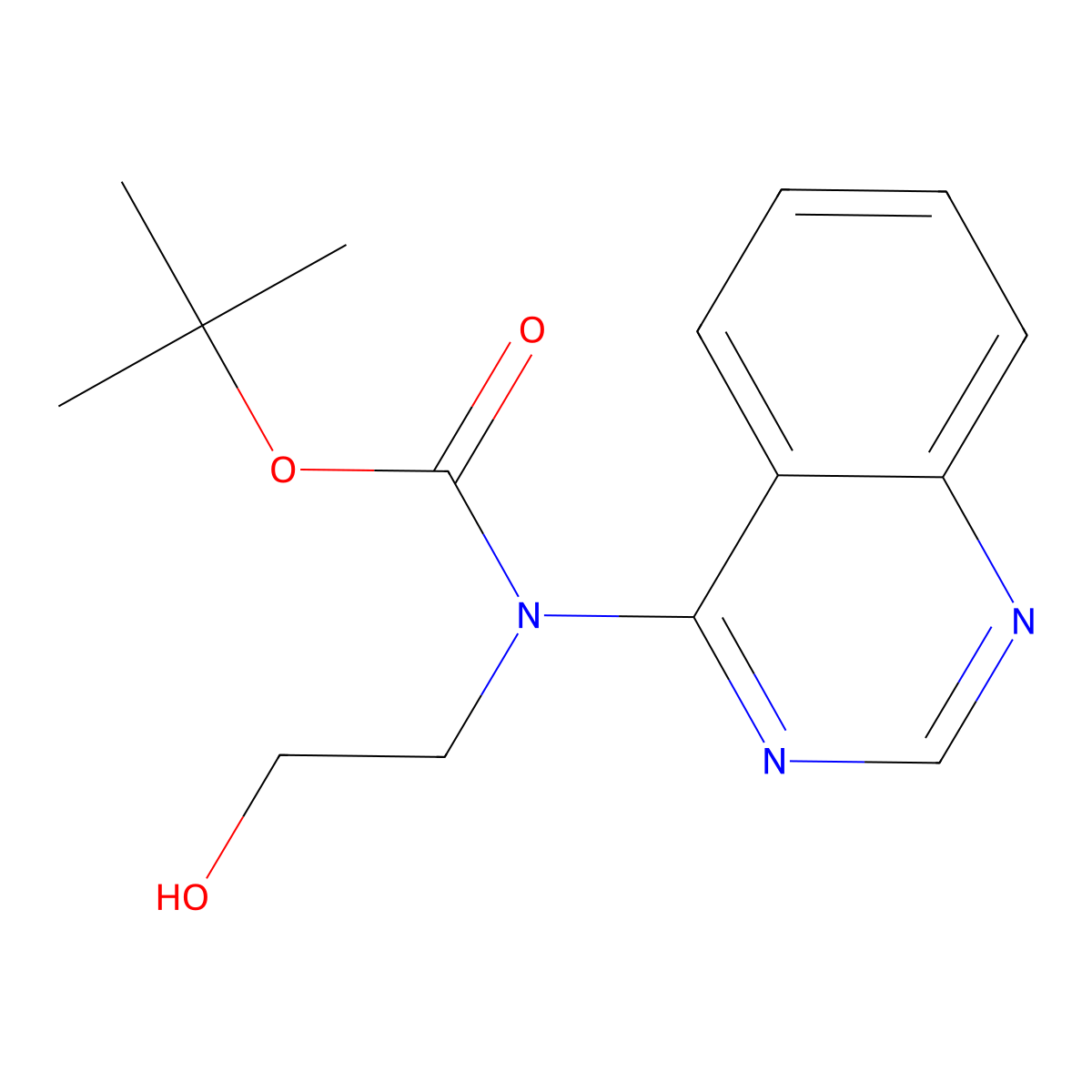 tert-butyl N-(2-hydroxyethyl)-N-(quinazolin-4-yl)carbamate molecular structure, CAS 2413868-10-5