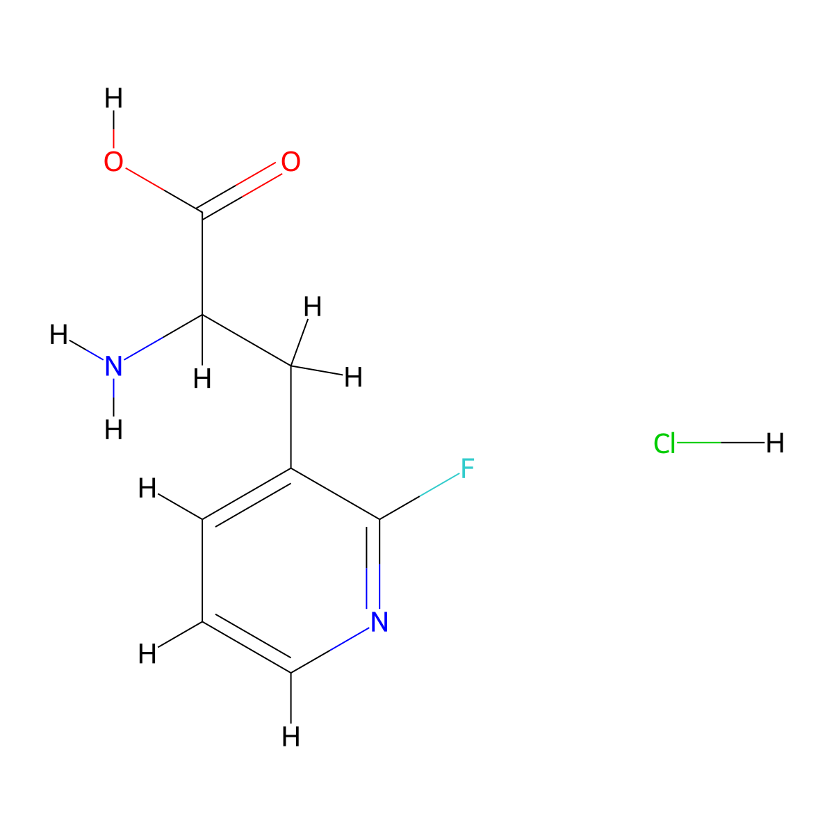 2-Amino-3-(2-fluoropyridin-3-yl)propanoic acid hydrochloride molecular structure, CAS 2413868-25-2