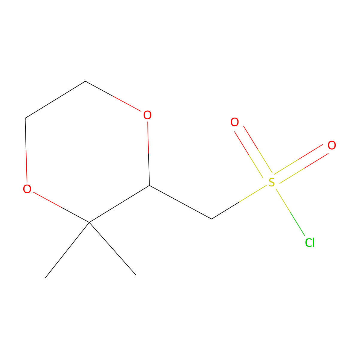 (3,3-Dimethyl-1,4-dioxan-2-yl)methanesulfonyl chloride molecular structure, CAS 2413868-27-4
