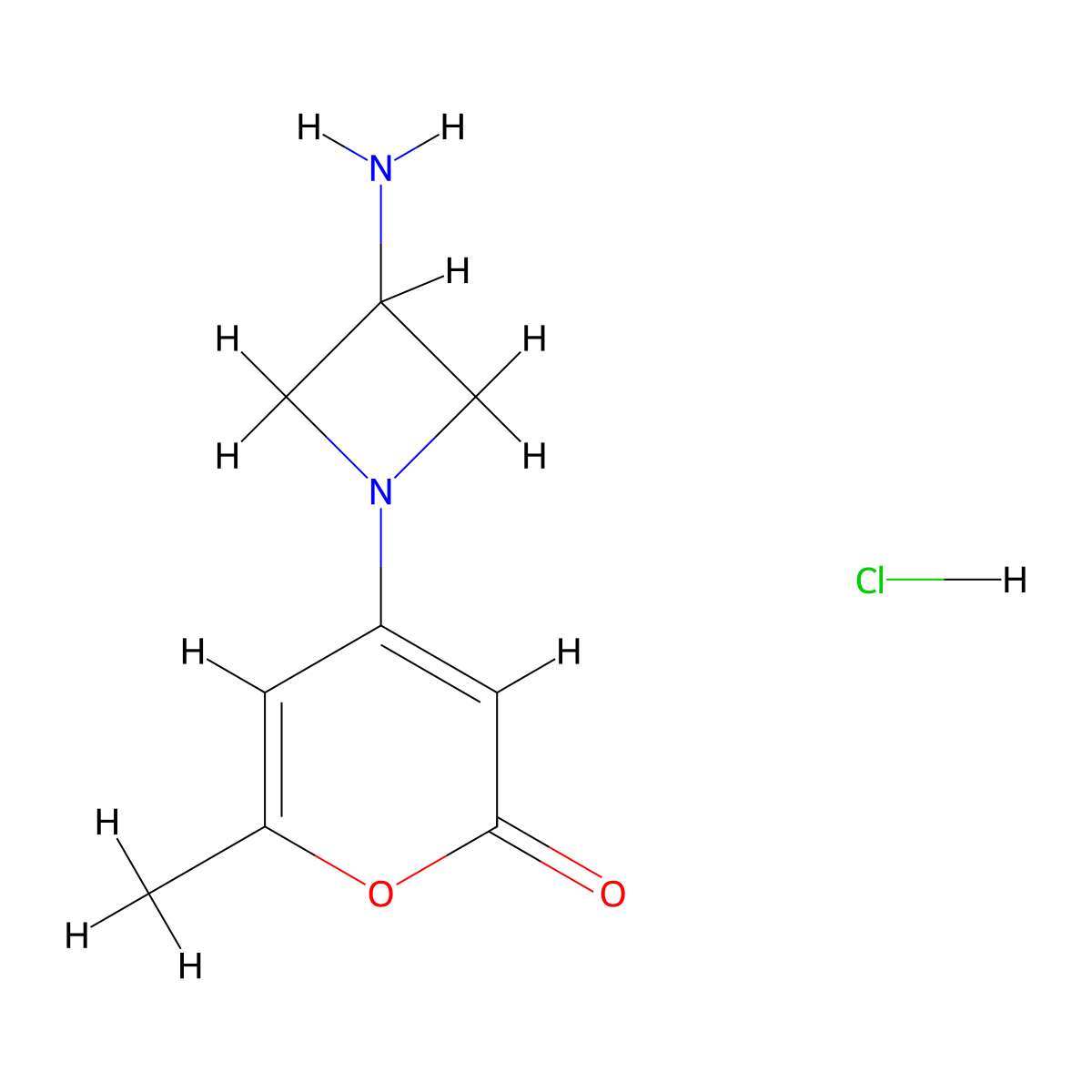 4-(3-aminoazetidin-1-yl)-6-methyl-2H-pyran-2-one hydrochloride molecular structure, CAS 2413868-36-5