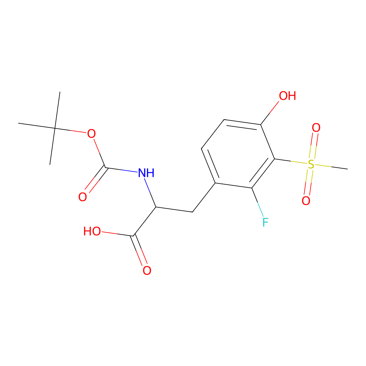 2-{[(Tert-butoxy)carbonyl]amino}-3-(2-fluoro-4-hydroxy-3-methanesulfonylphenyl)propanoic acid molecular structure, CAS 2413868-37-6