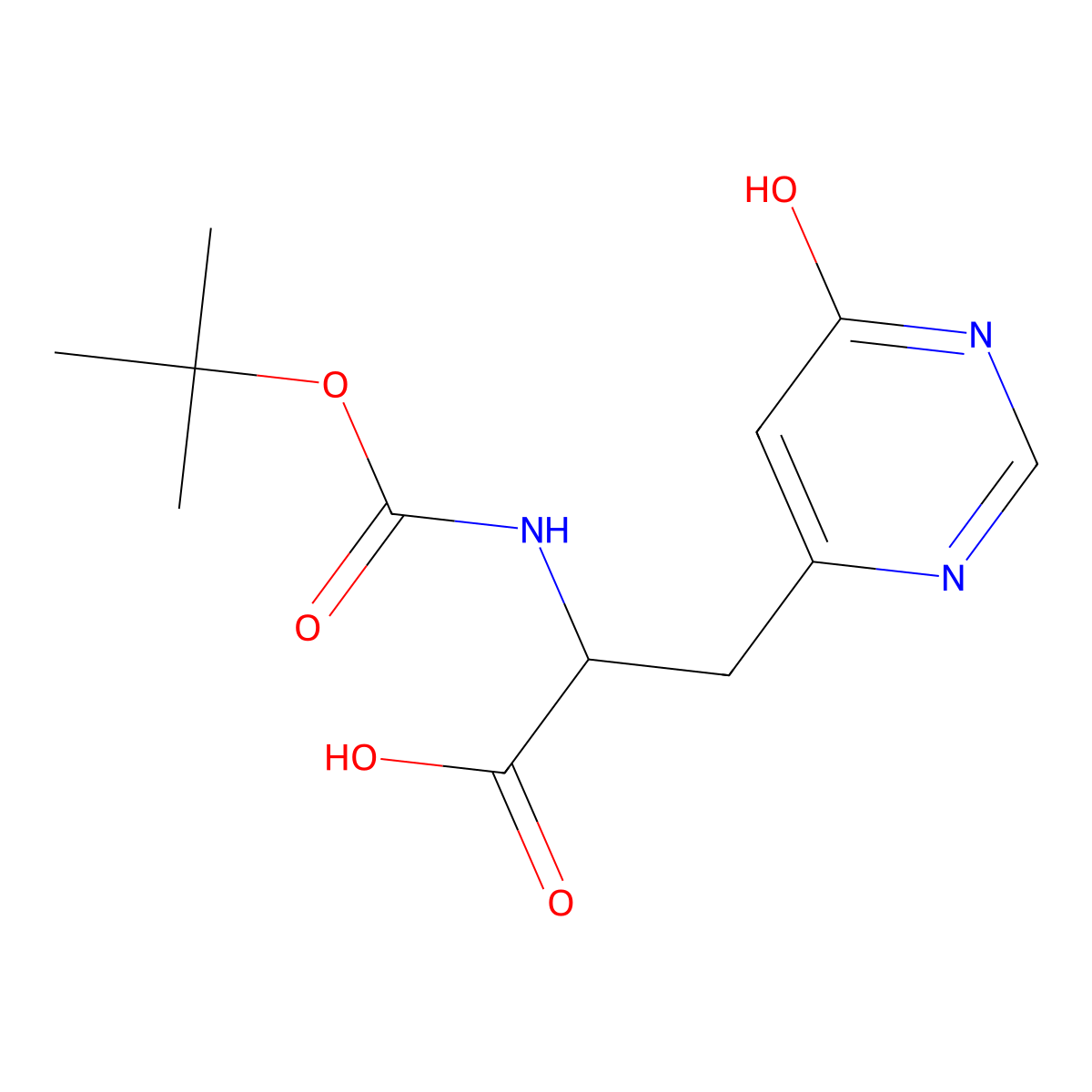 2-{[(Tert-butoxy)carbonyl]amino}-3-(6-hydroxypyrimidin-4-yl)propanoic acid molecular structure, CAS 2413868-42-3