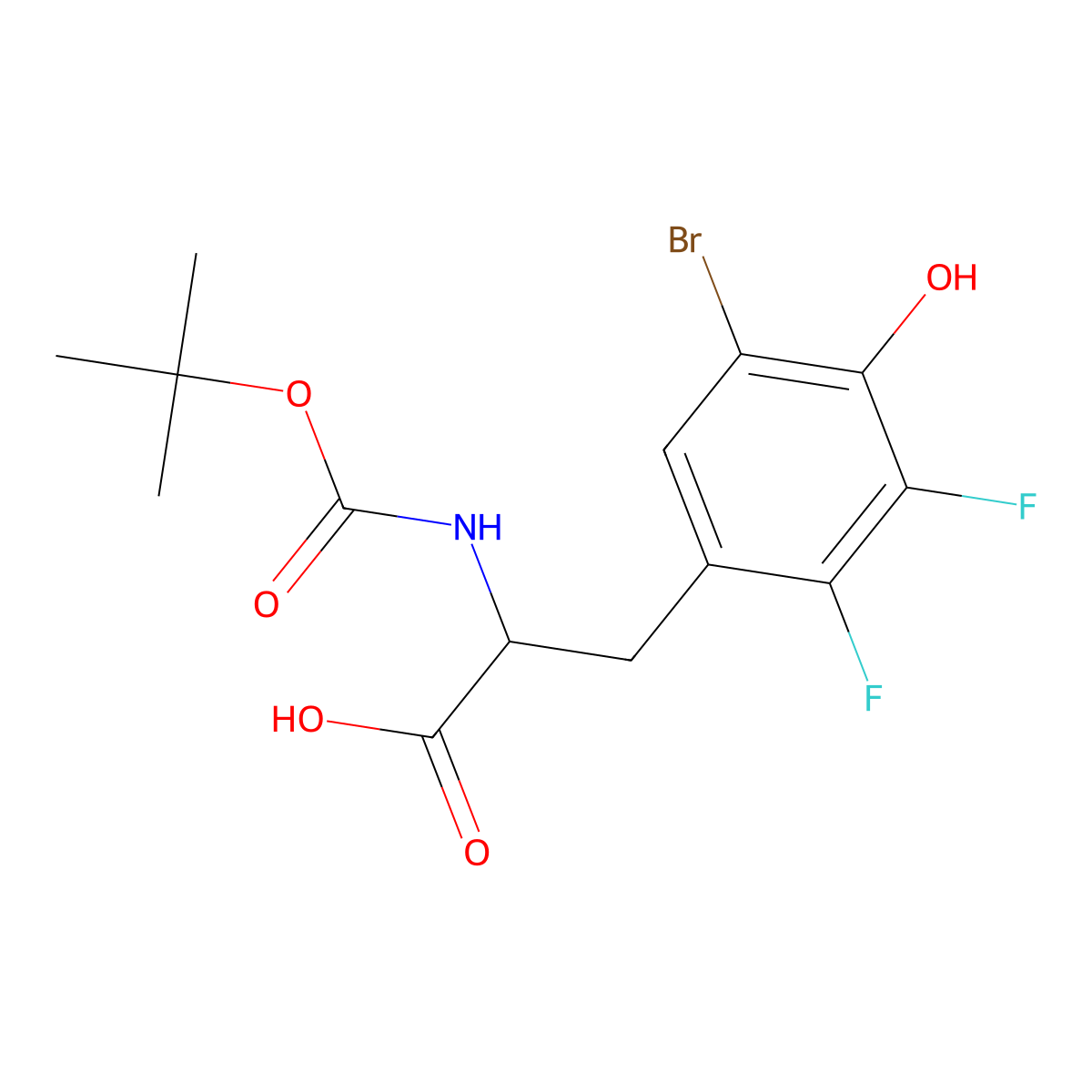 3-(5-Bromo-2,3-difluoro-4-hydroxyphenyl)-2-{[(tert-butoxy)carbonyl]amino}propanoic acid molecular structure, CAS 2413868-49-0
