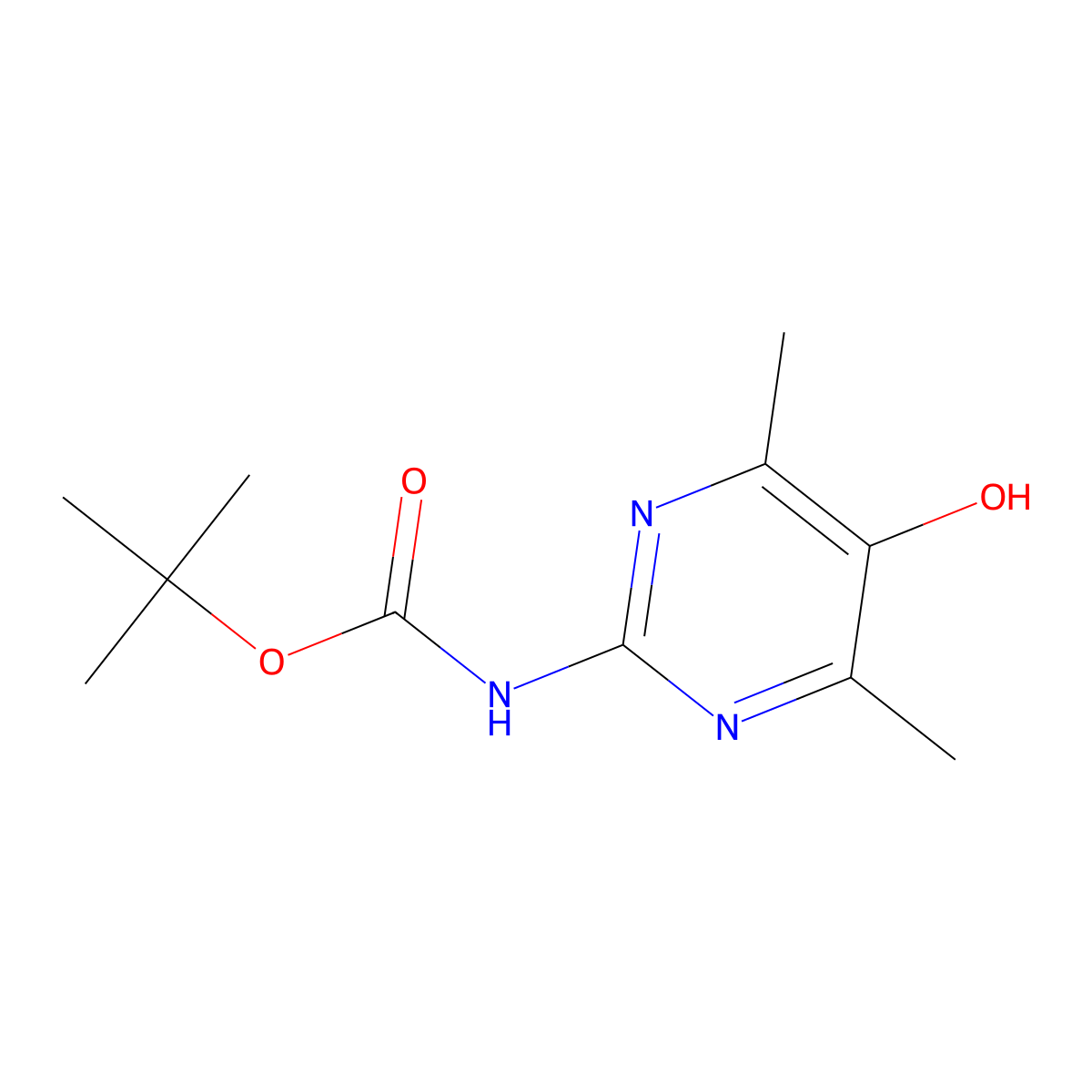 tert-butyl N-(5-hydroxy-4,6-dimethylpyrimidin-2-yl)carbamate molecular structure, CAS 2413868-52-5