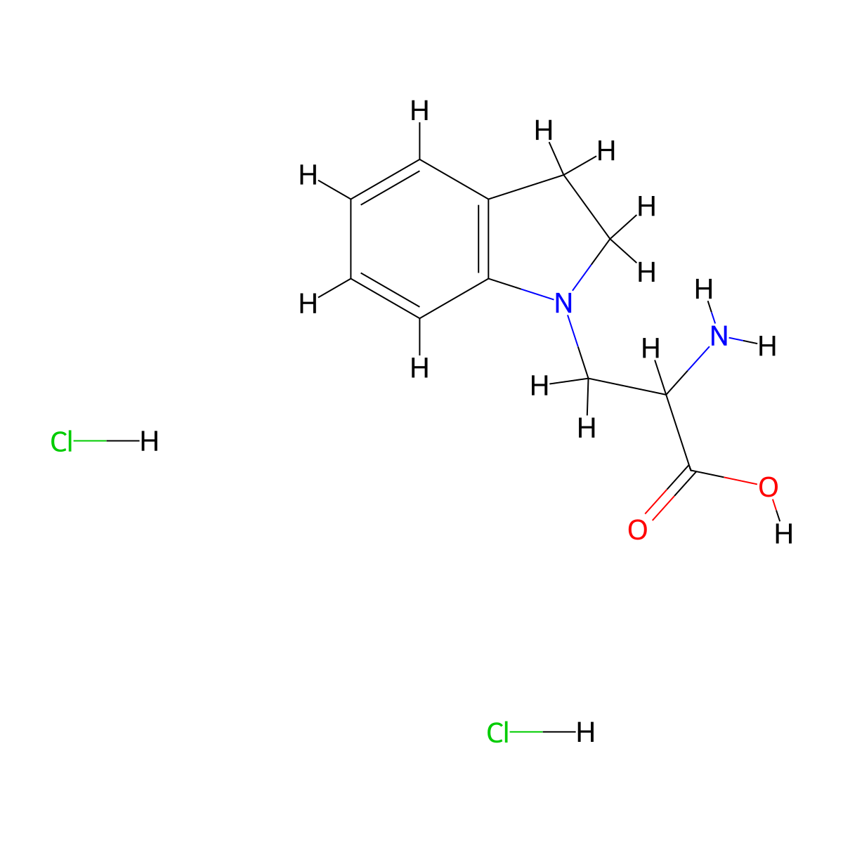 2-amino-3-(2,3-dihydro-1H-indol-1-yl)propanoic acid dihydrochloride molecular structure, CAS 2413868-53-6