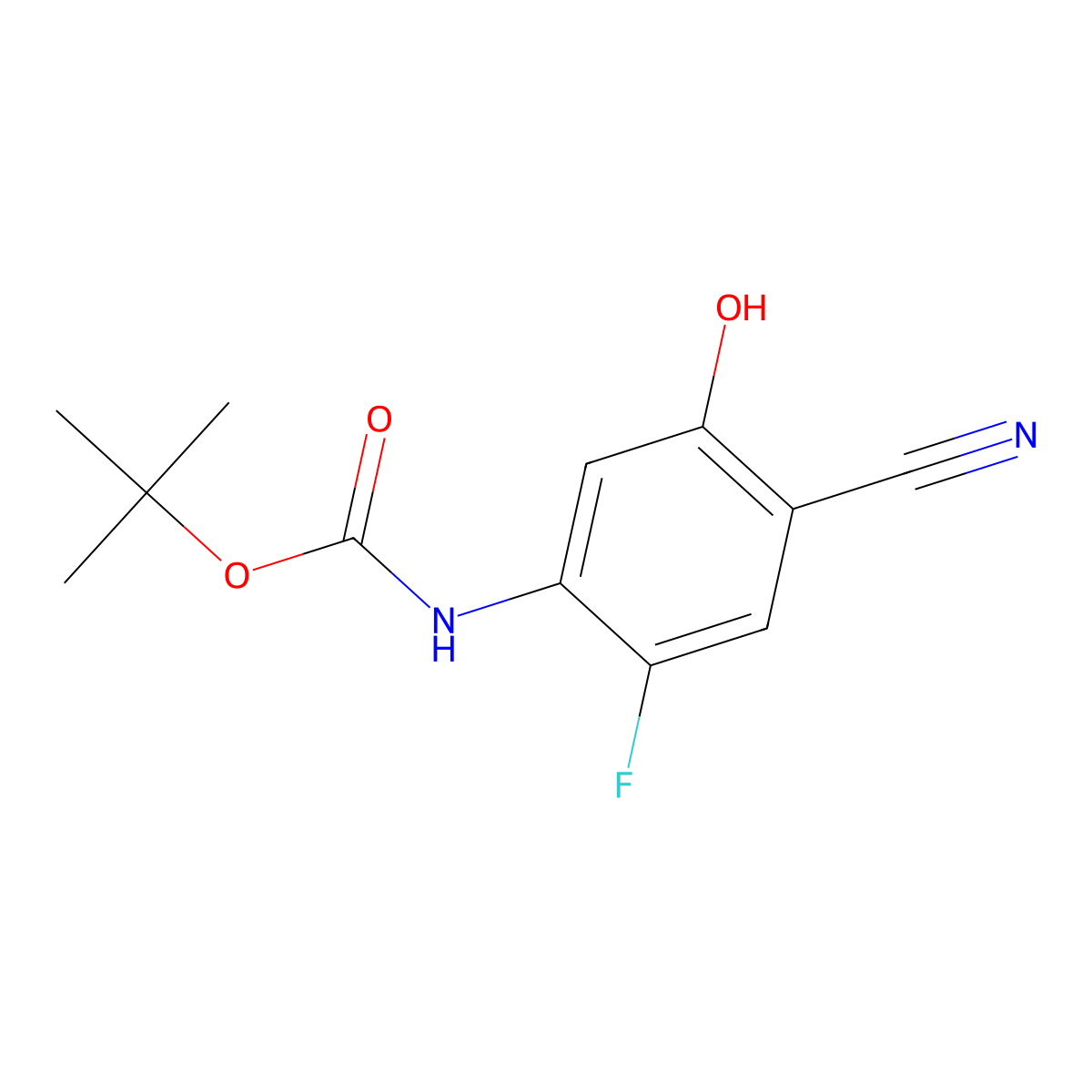 tert-butyl N-(4-cyano-2-fluoro-5-hydroxyphenyl)carbamate molecular structure, CAS 2413868-58-1