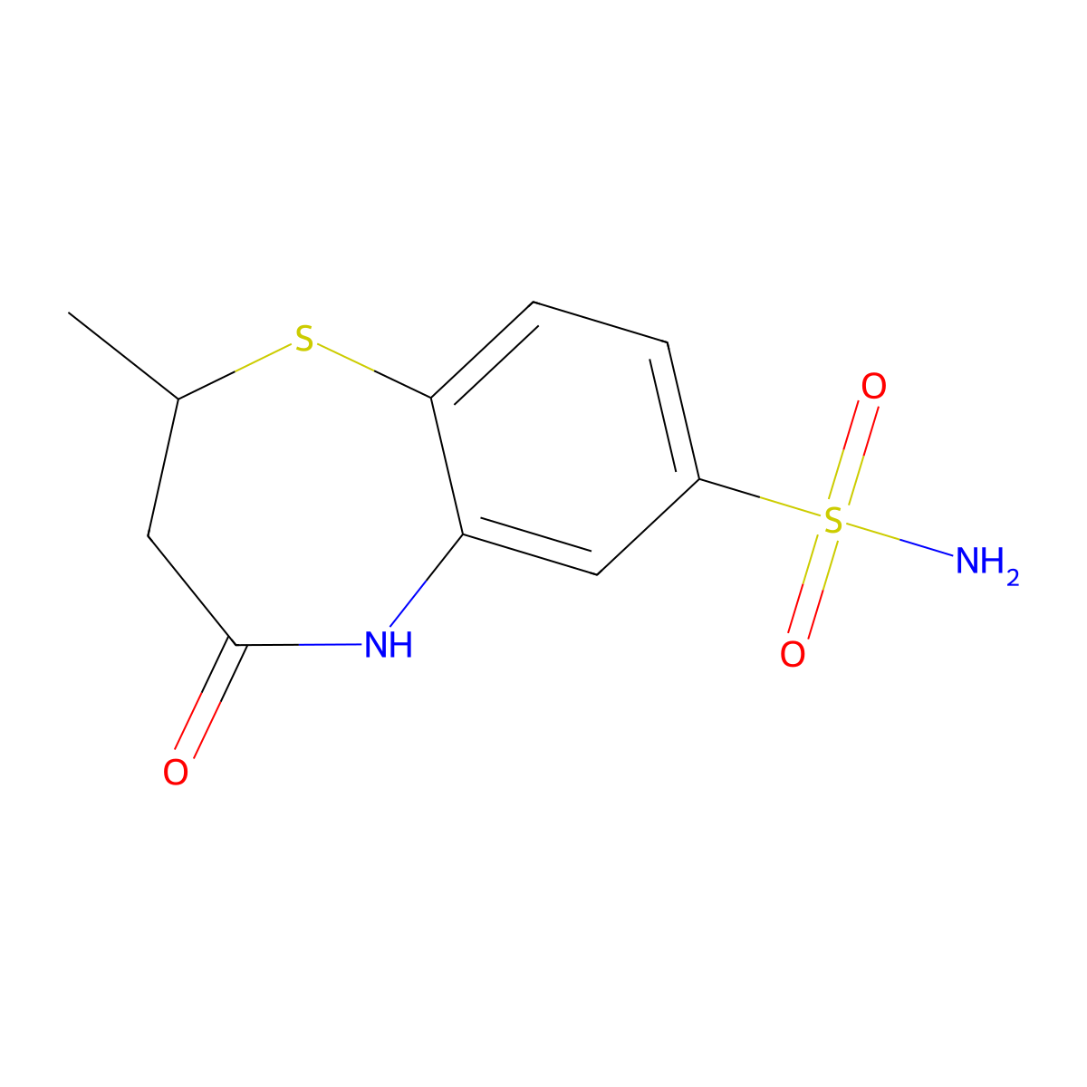 2-Methyl-4-oxo-2,3,4,5-tetrahydro-1,5-benzothiazepine-7-sulfonamide molecular structure, CAS 2413868-66-1