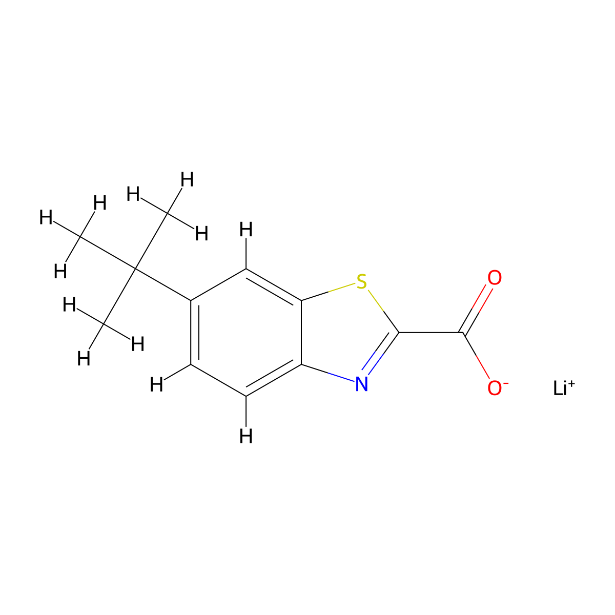 Lithium 6-tert-butyl-1,3-benzothiazole-2-carboxylate molecular structure, CAS 2413868-74-1