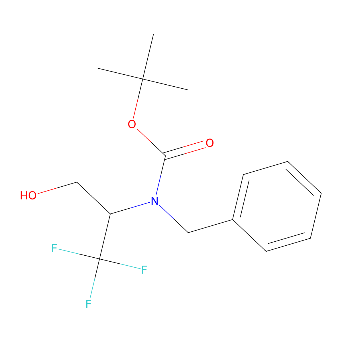 tert-butyl N-benzyl-N-(1,1,1-trifluoro-3-hydroxypropan-2-yl)carbamate molecular structure, CAS 2413868-76-3