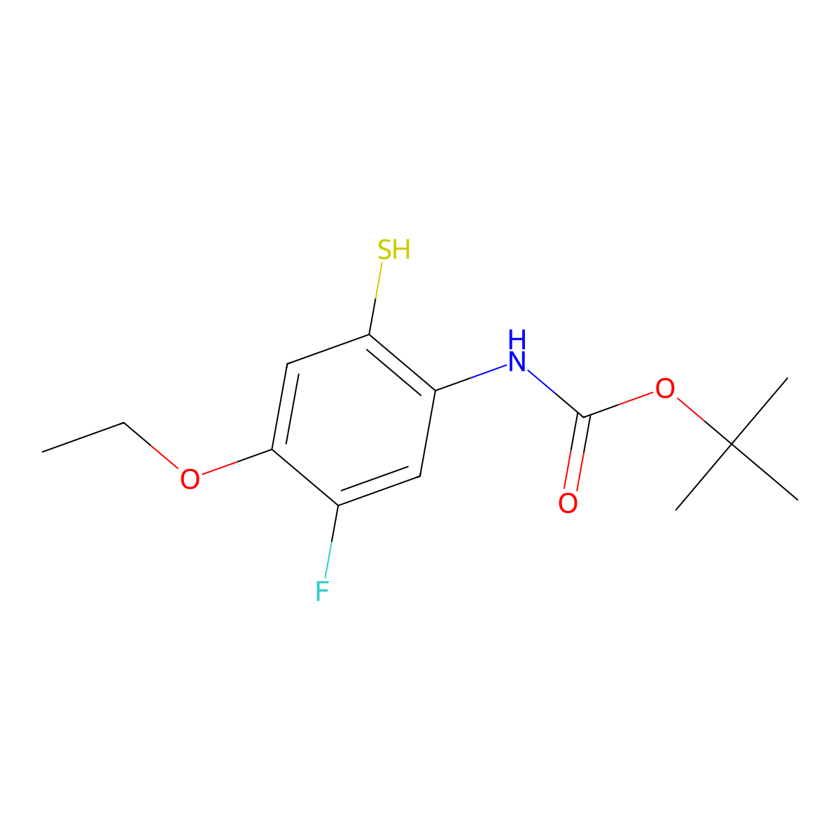 tert-butyl N-(4-ethoxy-5-fluoro-2-sulfanylphenyl)carbamate molecular structure, CAS 2413868-77-4