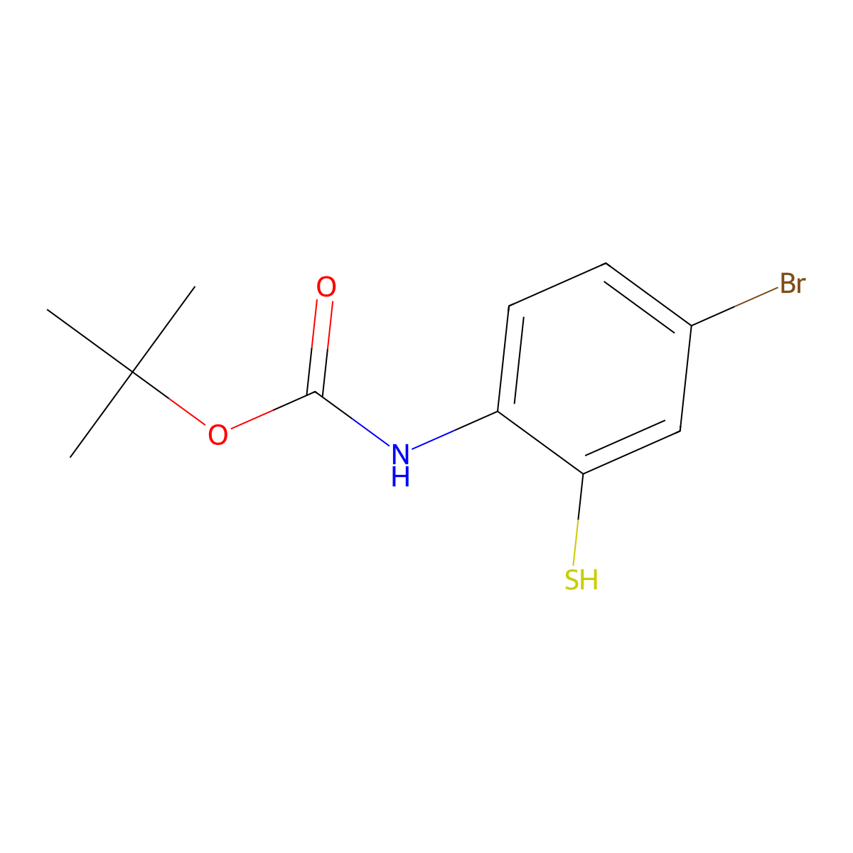 tert-butyl N-(4-bromo-2-sulfanylphenyl)carbamate molecular structure, CAS 2413868-86-5