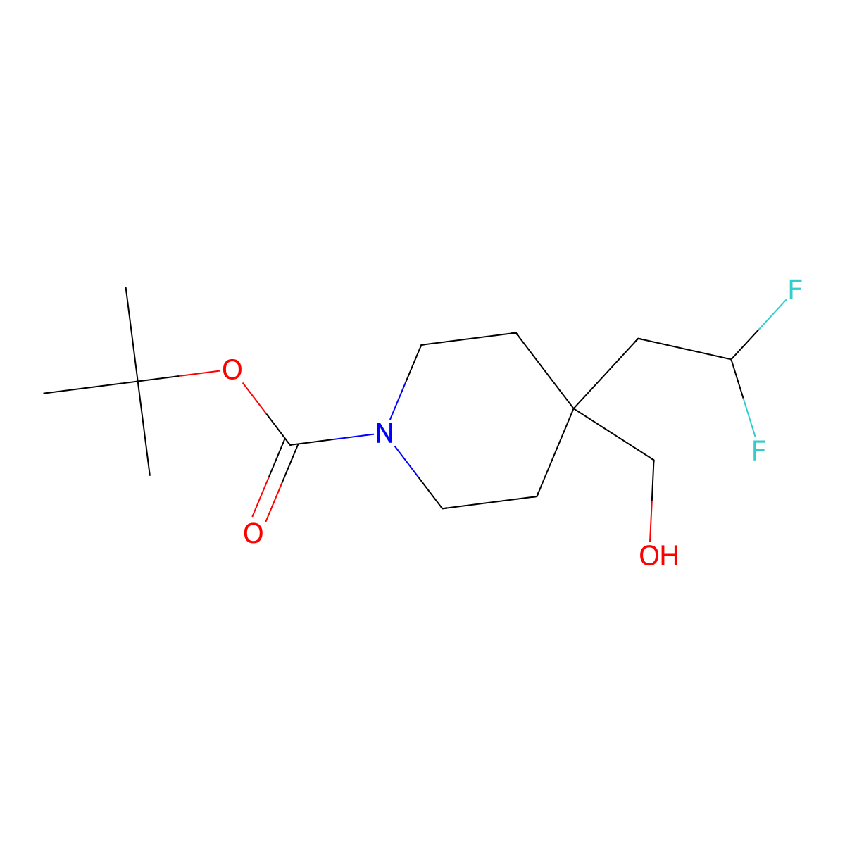 Tert-butyl 4-(2,2-difluoroethyl)-4-(hydroxymethyl)piperidine-1-carboxylate molecular structure, CAS 2413868-94-5