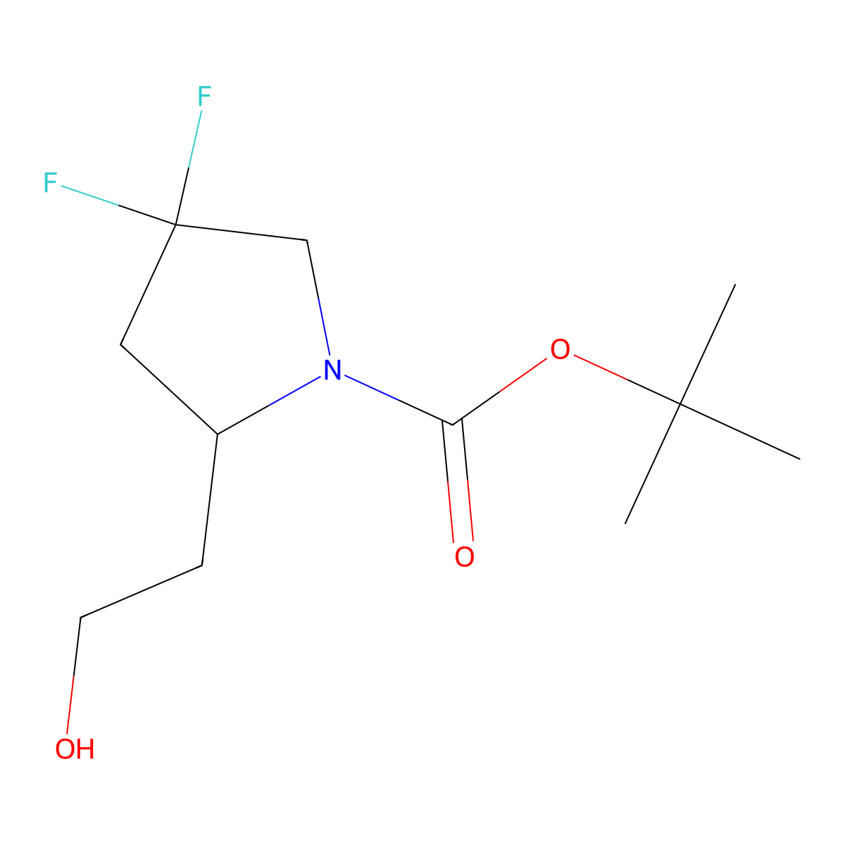 Tert-butyl 4,4-difluoro-2-(2-hydroxyethyl)pyrrolidine-1-carboxylate molecular structure, CAS 2413868-95-6