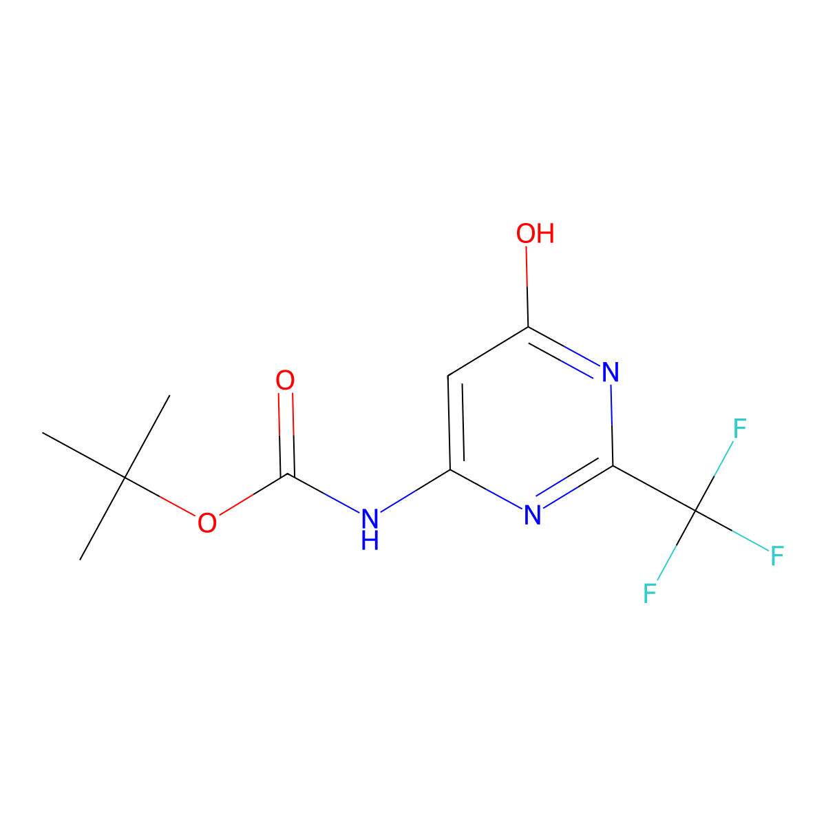 tert-butyl N-[6-hydroxy-2-(trifluoromethyl)pyrimidin-4-yl]carbamate molecular structure, CAS 2413869-10-8