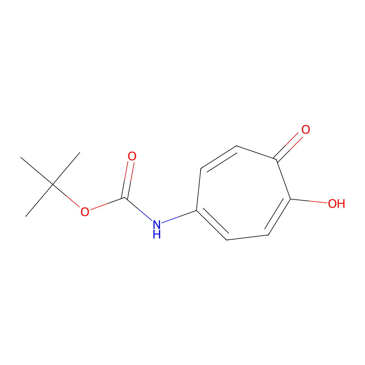 tert-butyl N-(4-hydroxy-5-oxocyclohepta-1,3,6-trien-1-yl)carbamate molecular structure, CAS 2413869-16-4