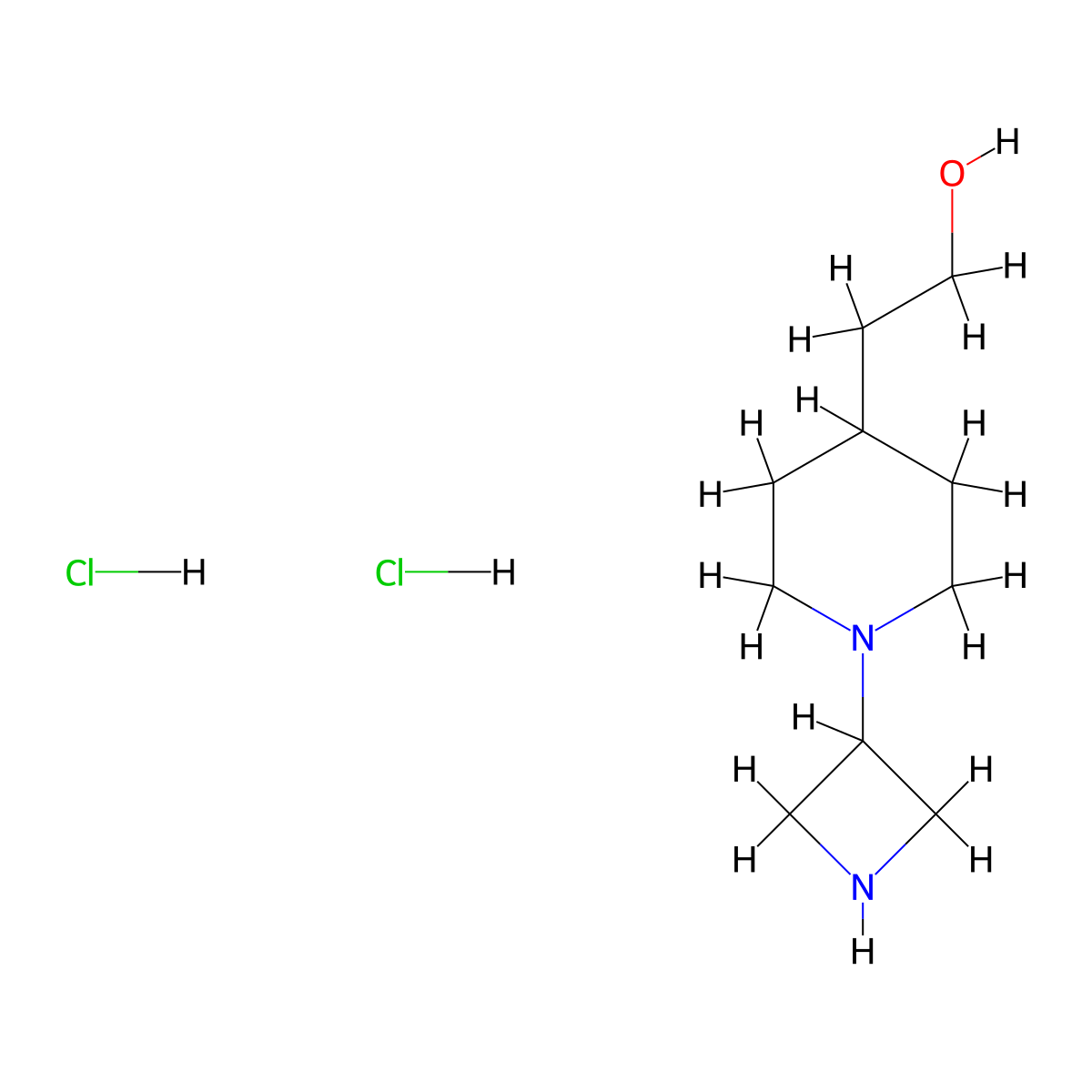 2-[1-(Azetidin-3-yl)piperidin-4-yl]ethan-1-ol dihydrochloride molecular structure, CAS 2413869-18-6
