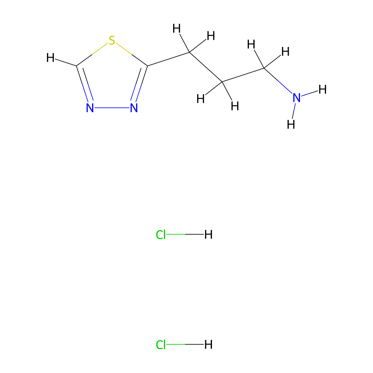 3-(1,3,4-Thiadiazol-2-yl)propan-1-amine dihydrochloride molecular structure, CAS 2413869-21-1