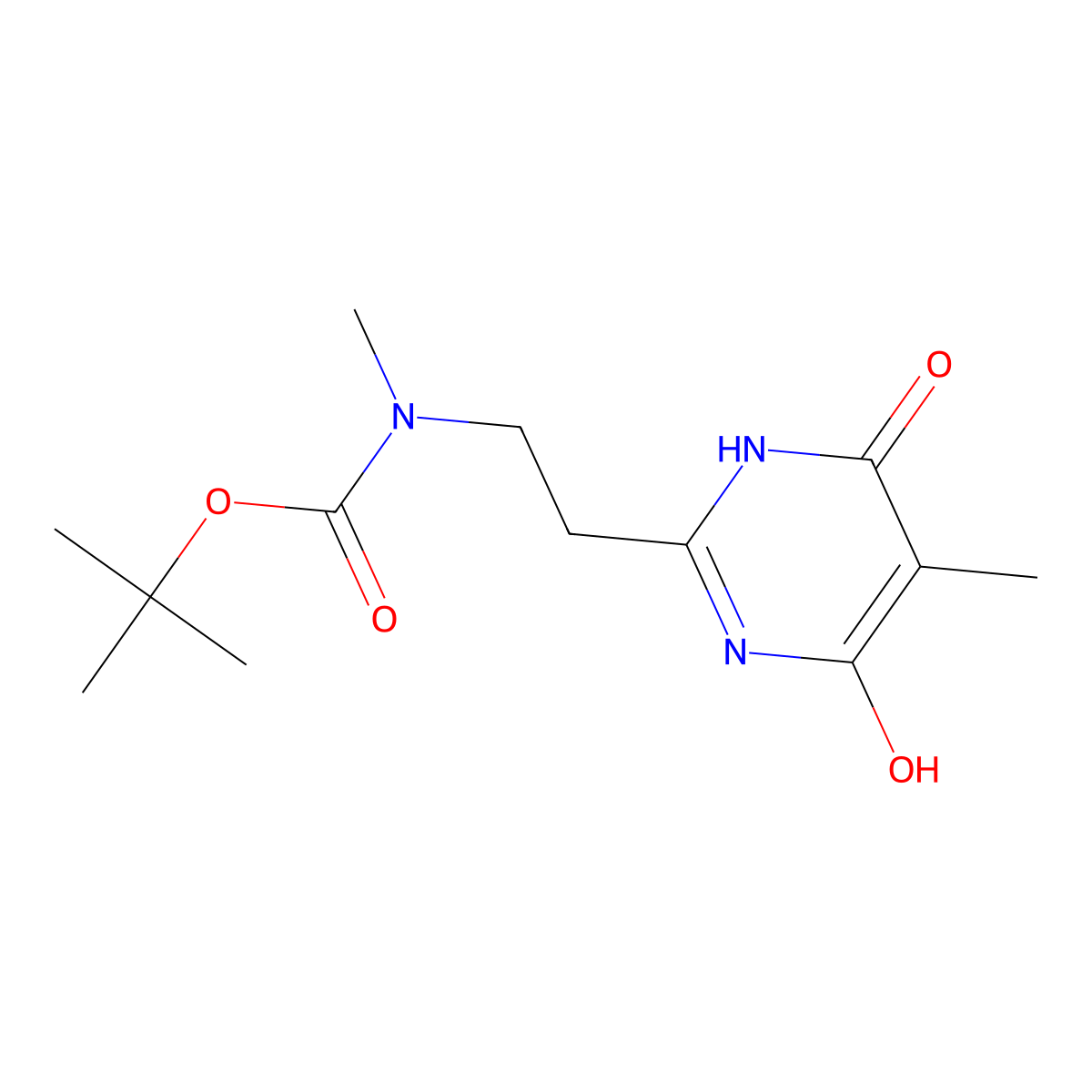 tert-butyl N-[2-(4-hydroxy-5-methyl-6-oxo-1,6-dihydropyrimidin-2-yl)ethyl]-N-methylcarbamate molecular structure, CAS 2413869-22-2