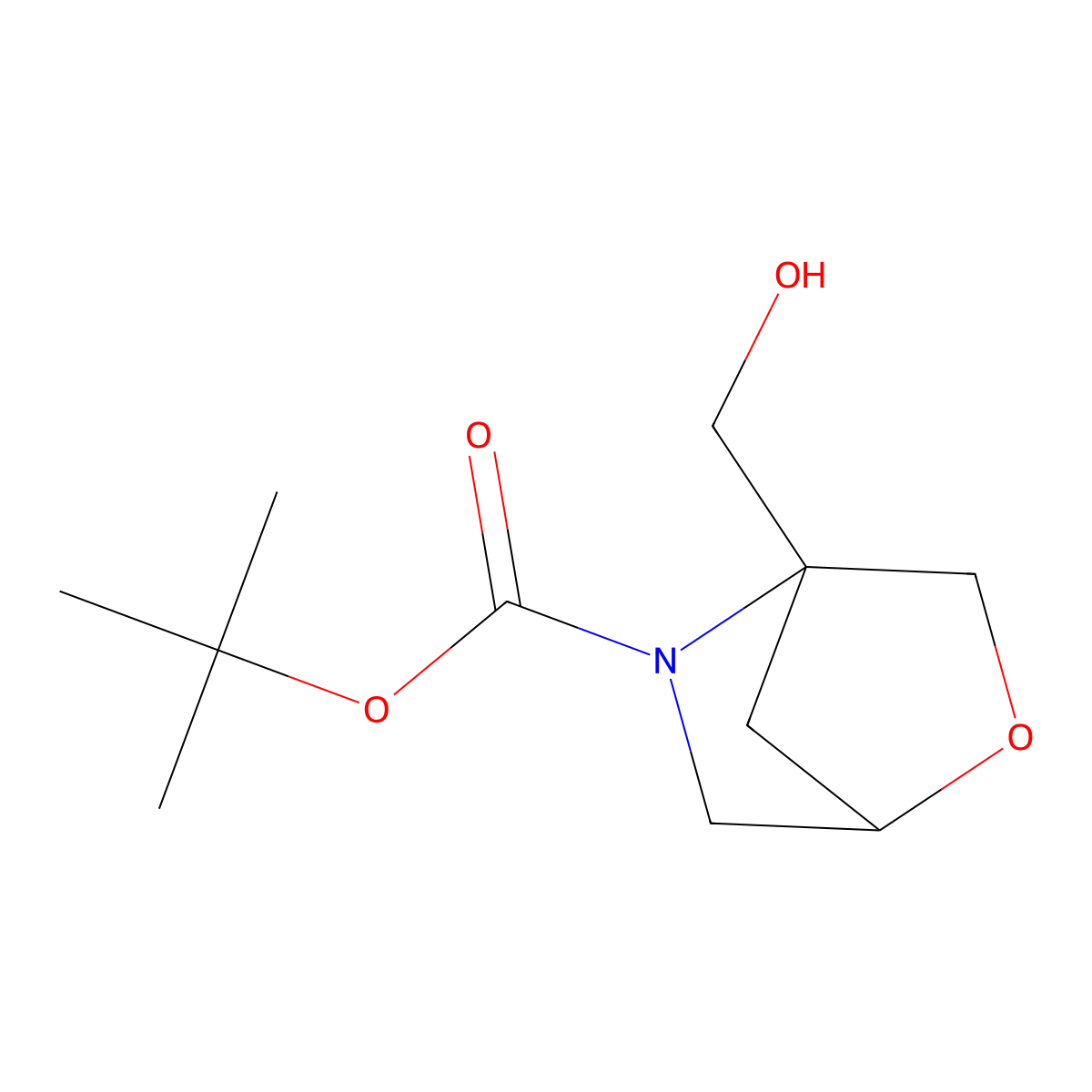 tert-Butyl 4-(hydroxymethyl)-2-oxa-5-azabicyclo[2.2.1]heptane-5-carboxylate molecular structure, CAS 2413869-36-8