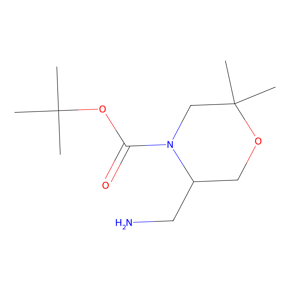 tert-Butyl 5-(aminomethyl)-2,2-dimethylmorpholine-4-carboxylate molecular structure, CAS 2413869-39-1