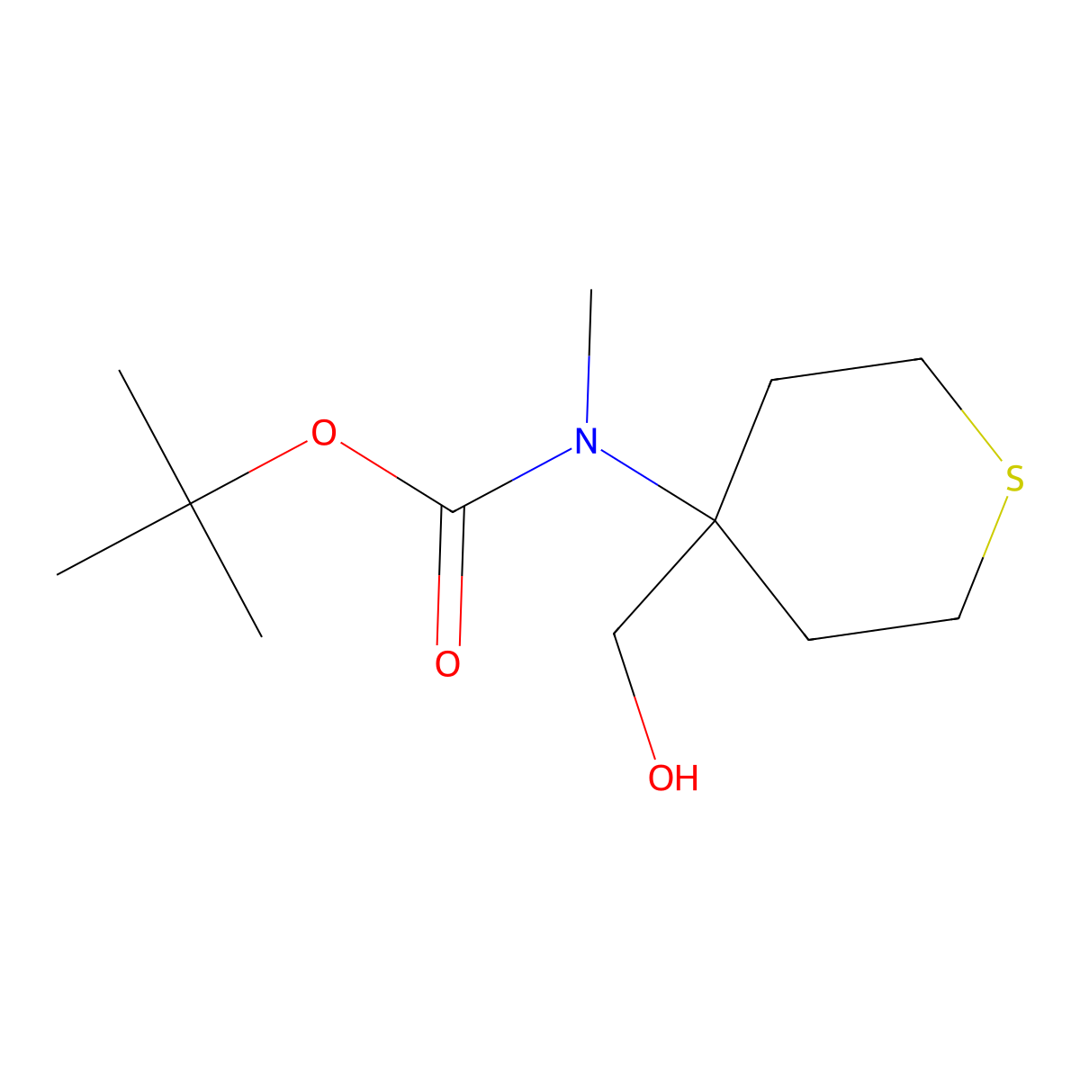tert-butyl N-[4-(hydroxymethyl)thian-4-yl]-N-methylcarbamate molecular structure, CAS 2413869-49-3