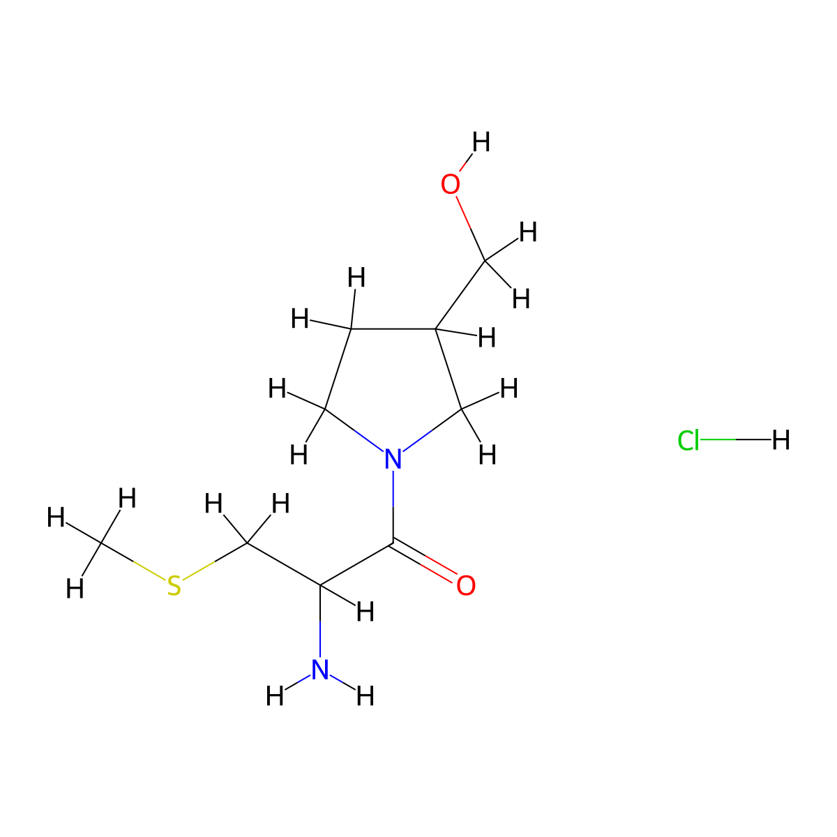 2-Amino-1-[3-(hydroxymethyl)pyrrolidin-1-yl]-3-(methylsulfanyl)propan-1-one hydrochloride molecular structure, CAS 2413869-56-2
