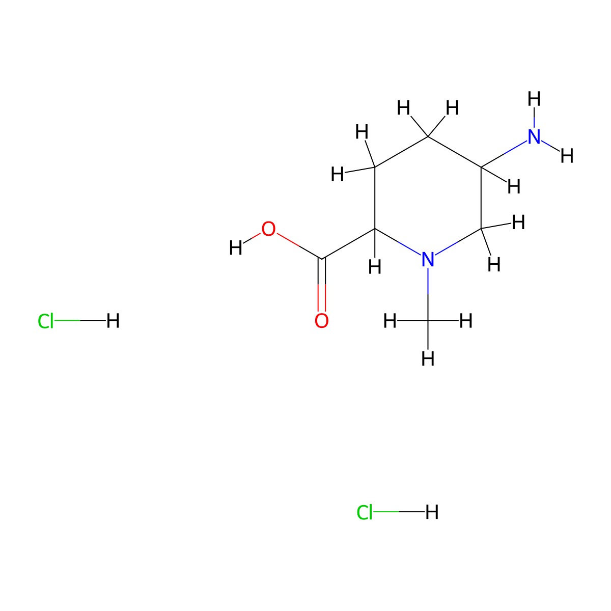 5-Amino-1-methylpiperidine-2-carboxylic acid dihydrochloride molecular structure, CAS 2413869-61-9