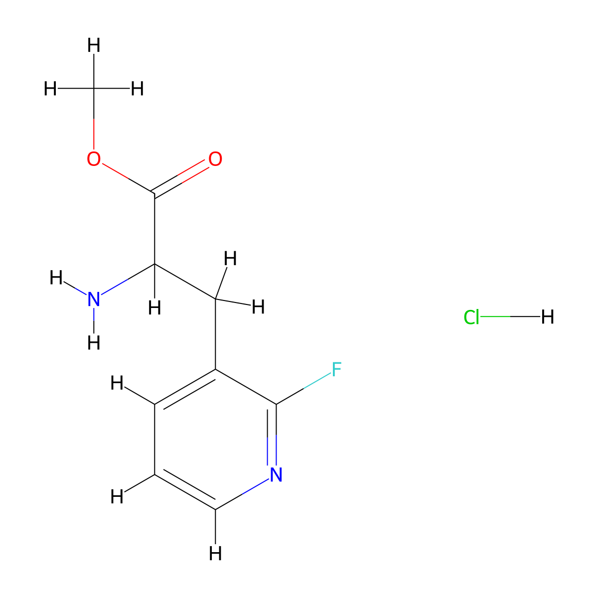 Methyl 2-amino-3-(2-fluoropyridin-3-yl)propanoate hydrochloride molecular structure, CAS 2413869-71-1