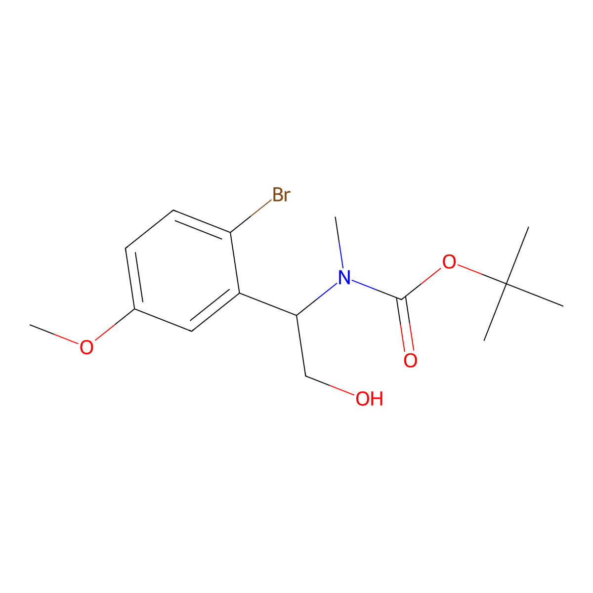 tert-butyl N-[1-(2-bromo-5-methoxyphenyl)-2-hydroxyethyl]-N-methylcarbamate molecular structure, CAS 2413869-73-3