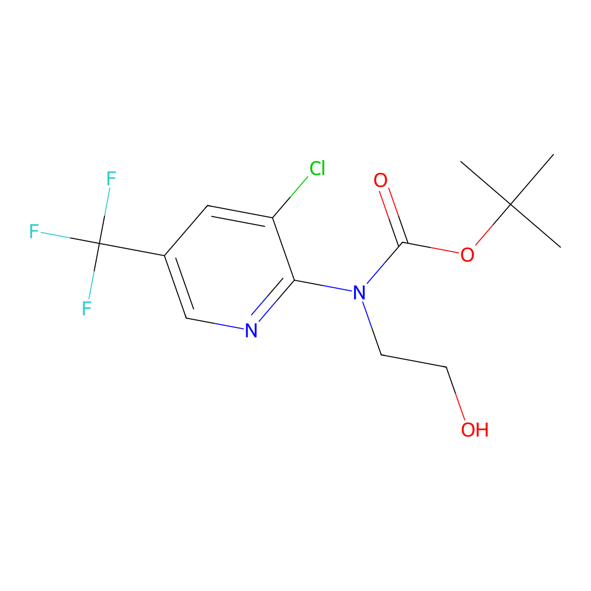 tert-butyl N-[3-chloro-5-(trifluoromethyl)pyridin-2-yl]-N-(2-hydroxyethyl)carbamate molecular structure, CAS 2413869-80-2