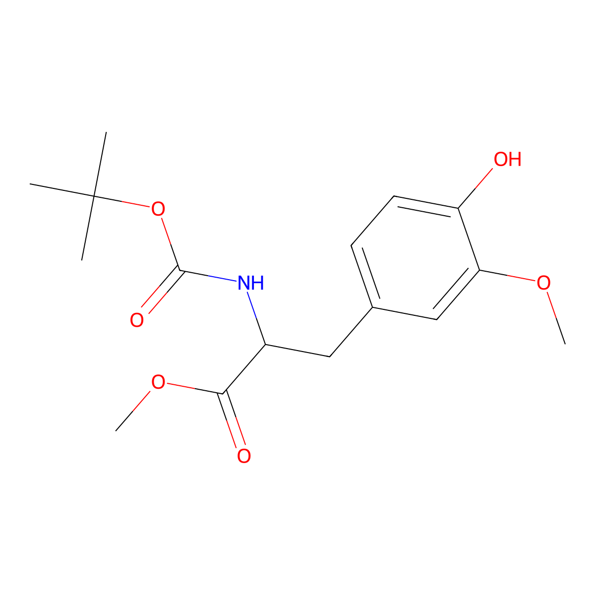 Methyl 2-{[(tert-butoxy)carbonyl]amino}-3-(4-hydroxy-3-methoxyphenyl)propanoate molecular structure, CAS 2413869-81-3