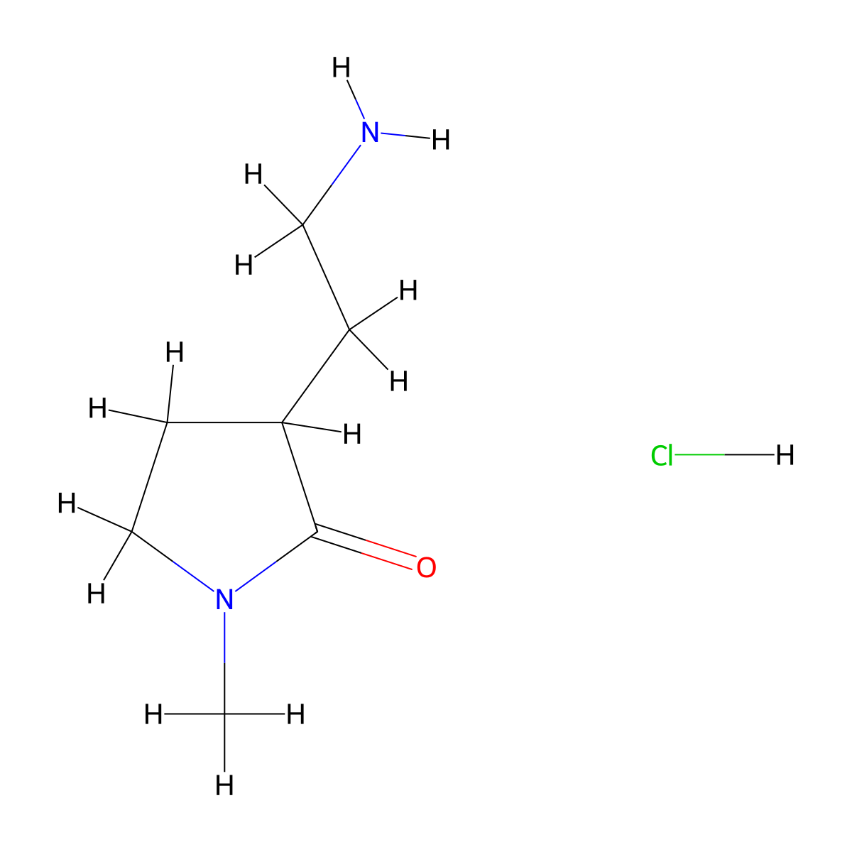 3-(2-Aminoethyl)-1-methylpyrrolidin-2-one hydrochloride molecular structure, CAS 2413869-82-4