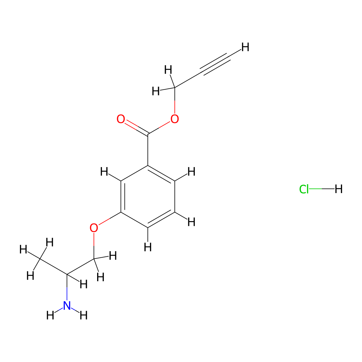 Prop-2-ynyl 3-(2-aminopropoxy)benzoate;hydrochloride molecular structure, CAS 2413870-00-3