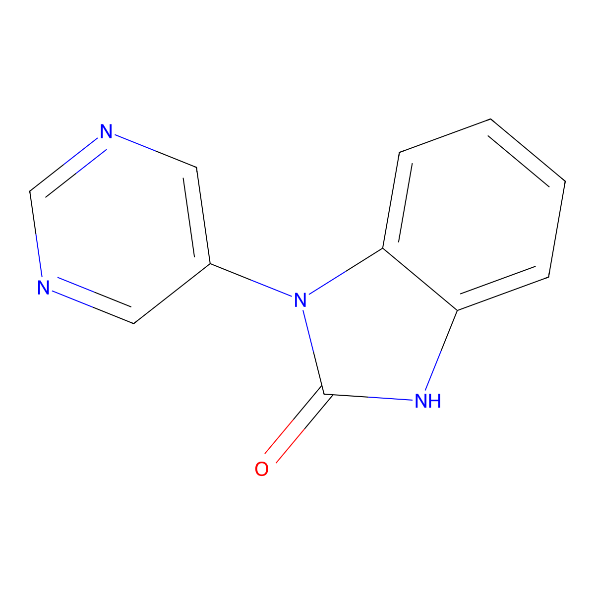 1-(pyrimidin-5-yl)-2,3-dihydro-1H-1,3-benzodiazol-2-one molecular structure, CAS 2413870-15-0