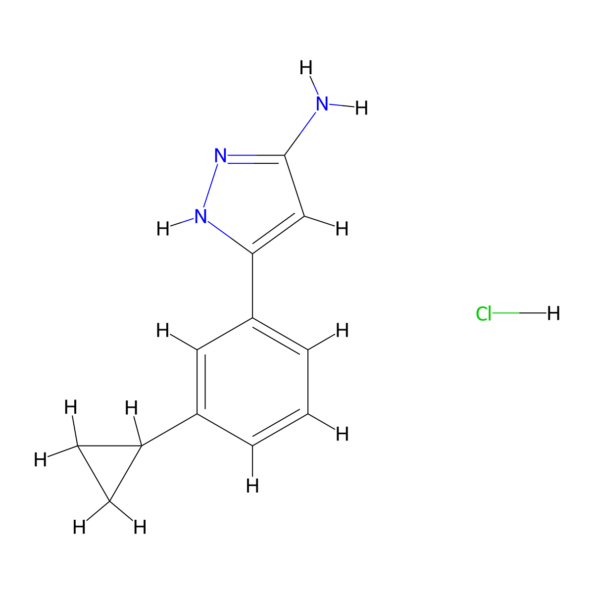 5-(3-cyclopropylphenyl)-1H-pyrazol-3-aminehydrochloride molecular structure, CAS 2413870-34-3