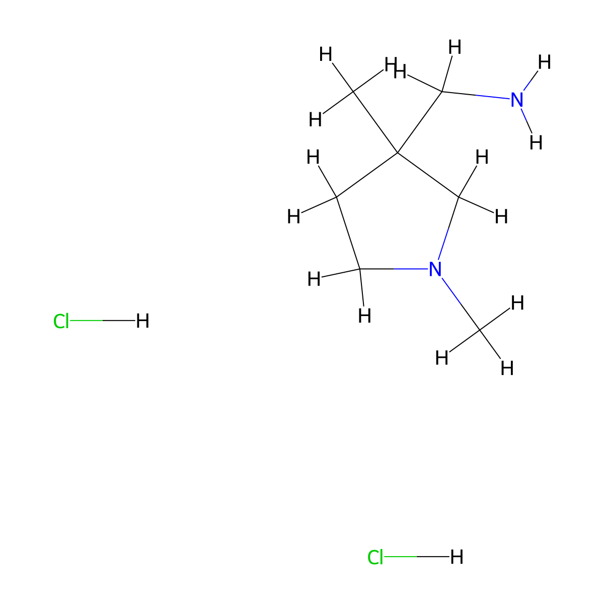 1-(1,3-Dimethylpyrrolidin-3-yl)methanamine dihydrochloride molecular structure, CAS 2413870-57-0