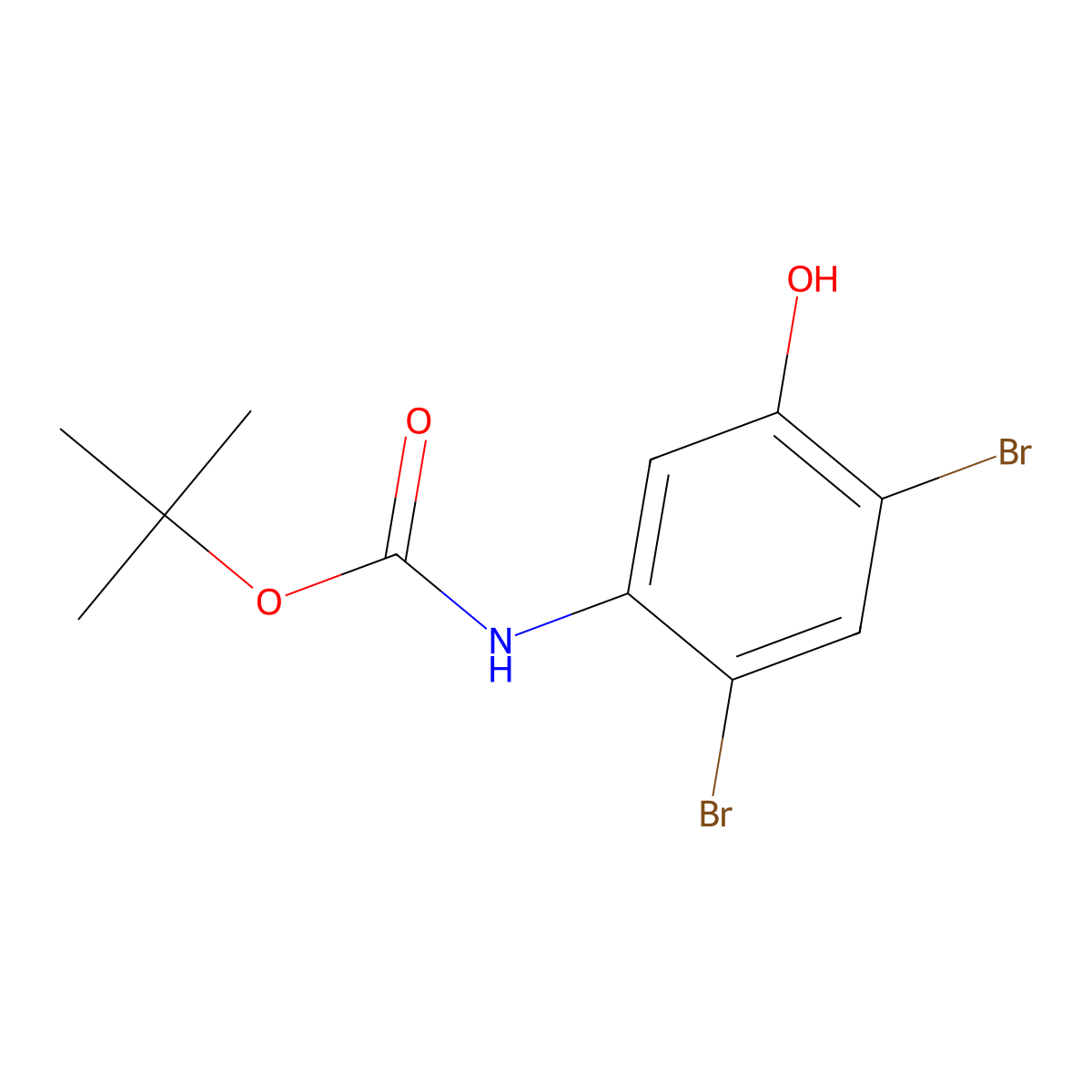 tert-butyl N-(2,4-dibromo-5-hydroxyphenyl)carbamate molecular structure, CAS 2413870-59-2
