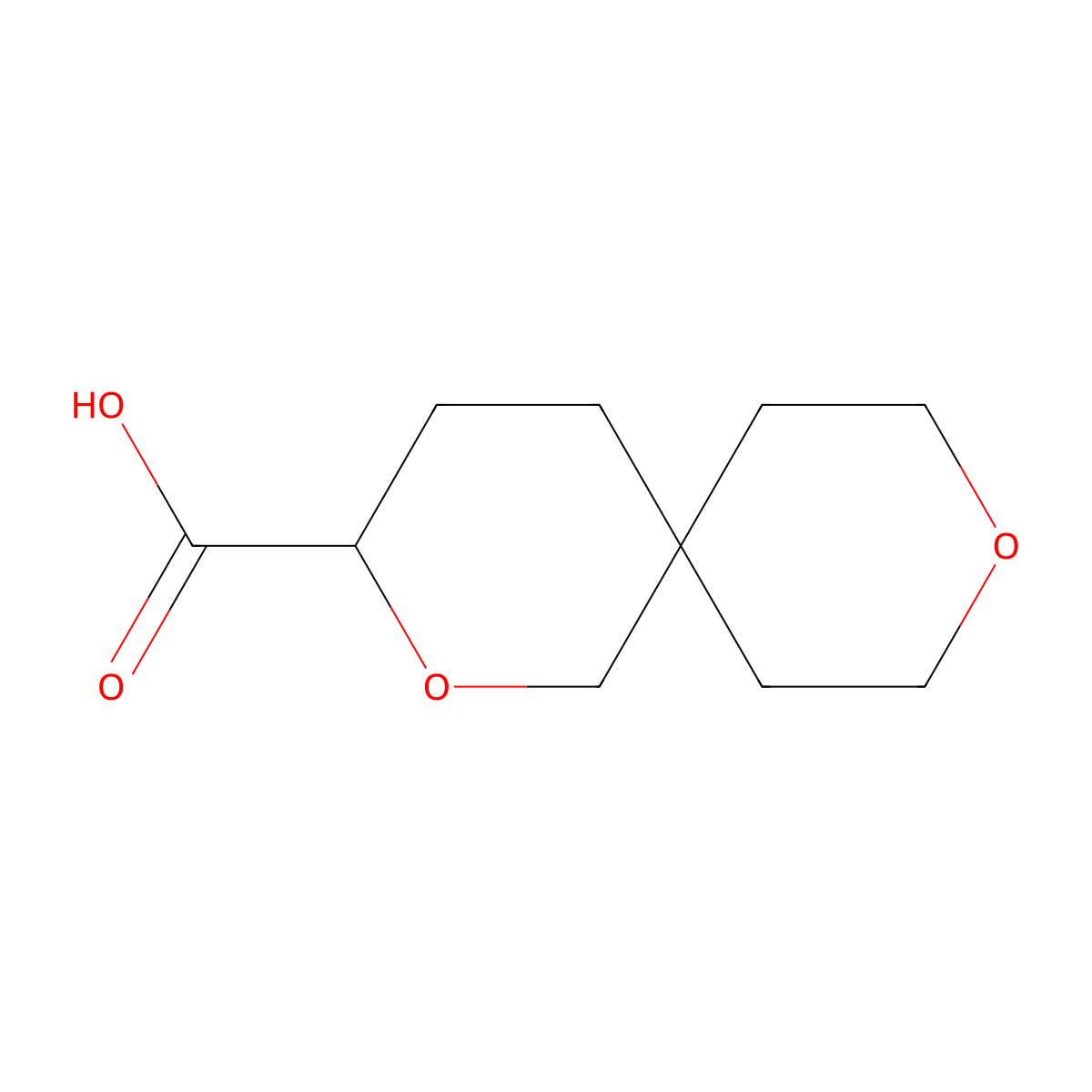 2,9-Dioxaspiro(5.5)undecane-3-carboxylic acid molecular structure, CAS 2413870-63-8