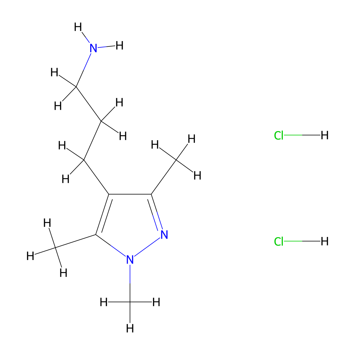 3-(1,3,5-trimethyl-1H-pyrazol-4-yl)propan-1-amine dihydrochloride molecular structure, CAS 2413870-66-1