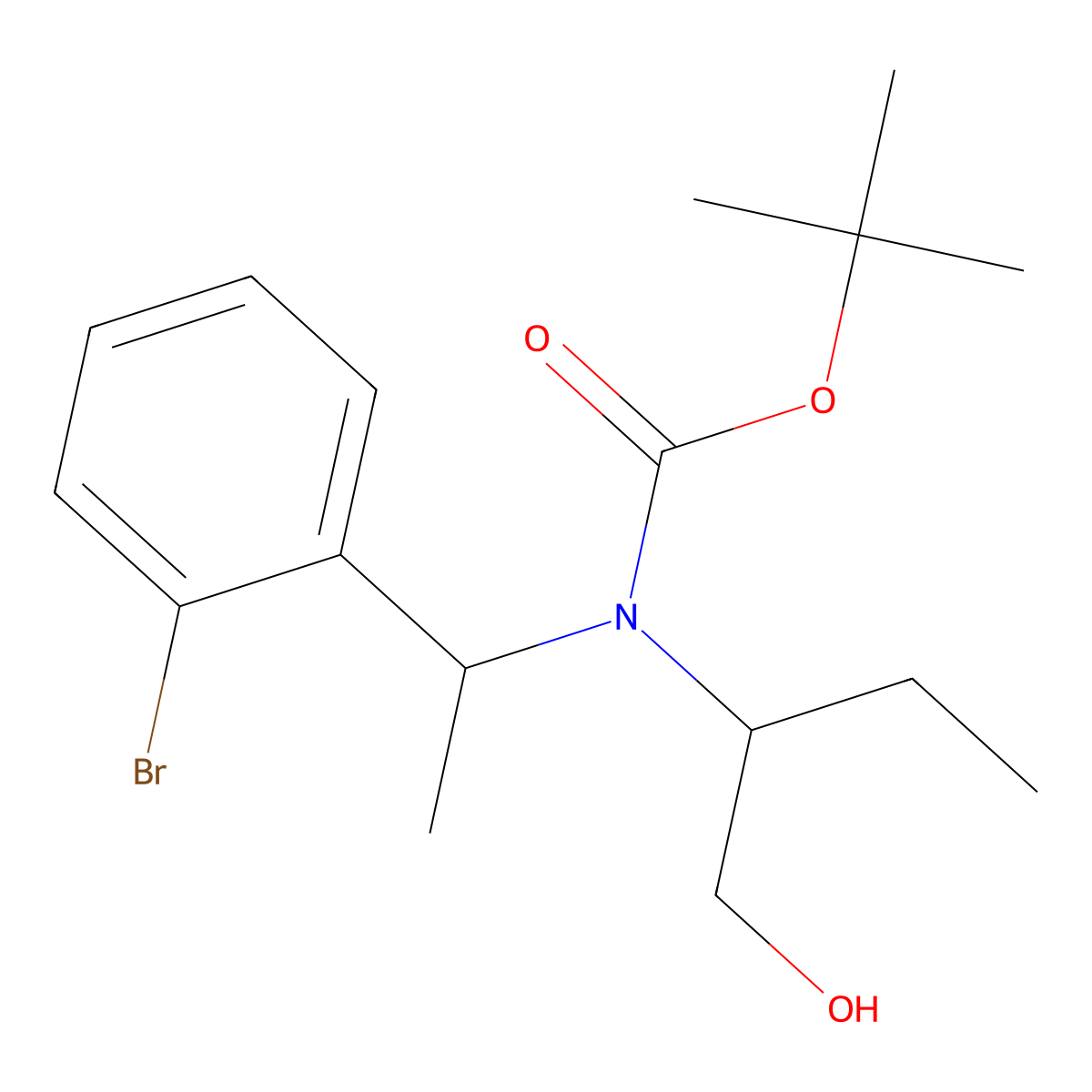 tert-butyl N-[1-(2-bromophenyl)ethyl]-N-(1-hydroxybutan-2-yl)carbamate molecular structure, CAS 2413870-67-2