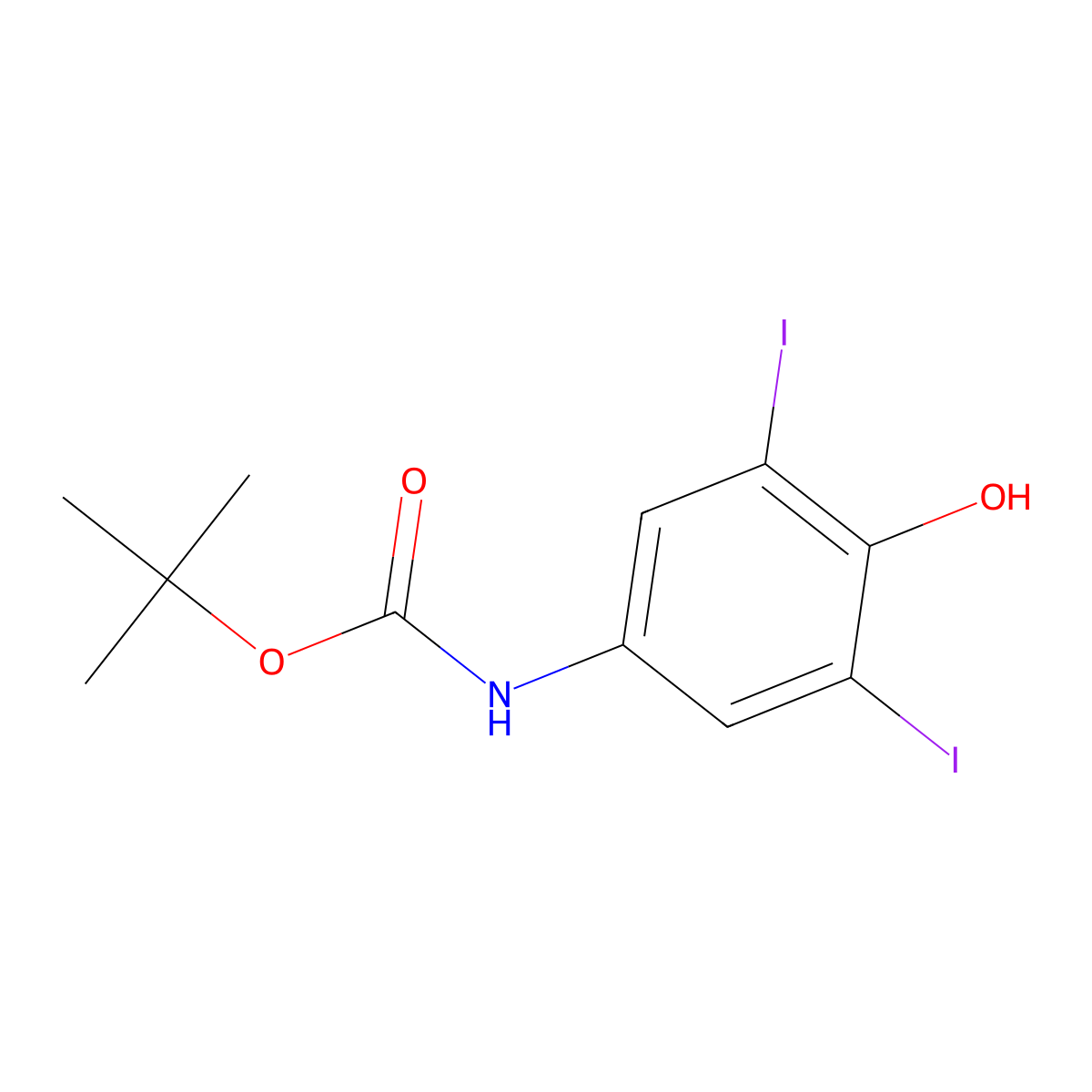 tert-butyl N-(4-hydroxy-3,5-diiodophenyl)carbamate molecular structure, CAS 2413870-78-5