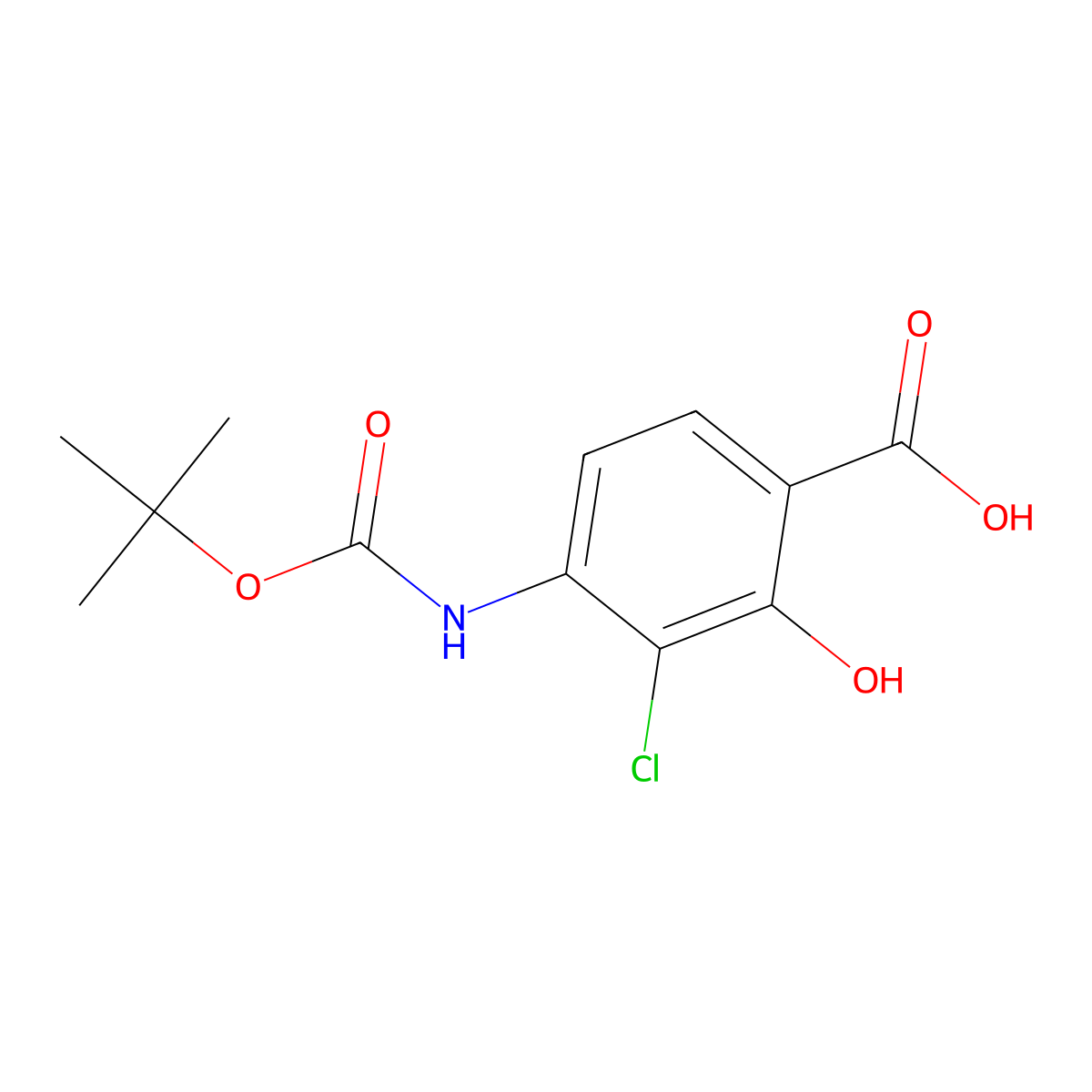 4-{[(Tert-butoxy)carbonyl]amino}-3-chloro-2-hydroxybenzoic acid molecular structure, CAS 2413870-85-4