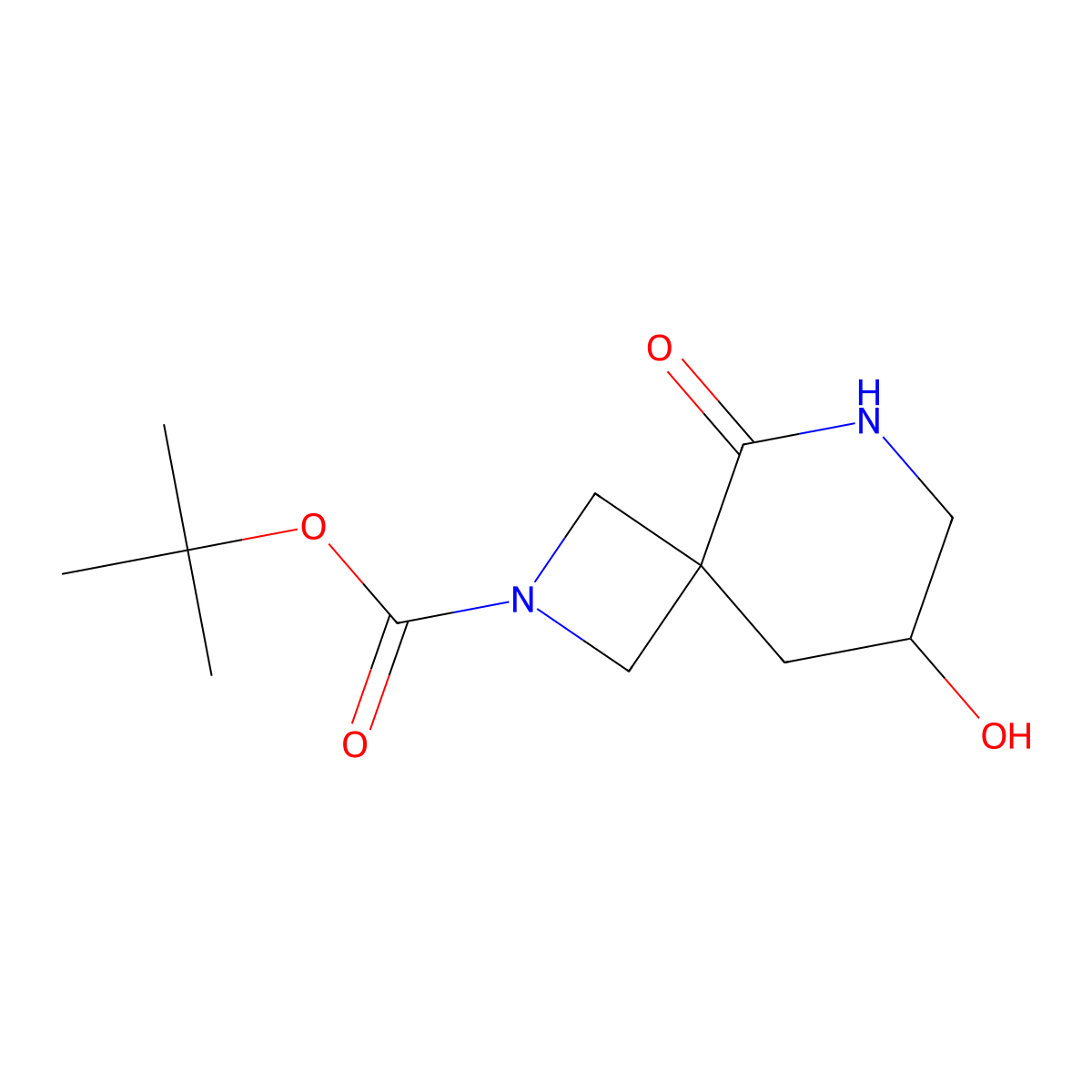 Tert-butyl 8-hydroxy-5-oxo-2,6-diazaspiro[3.5]nonane-2-carboxylate molecular structure, CAS 2413874-41-4