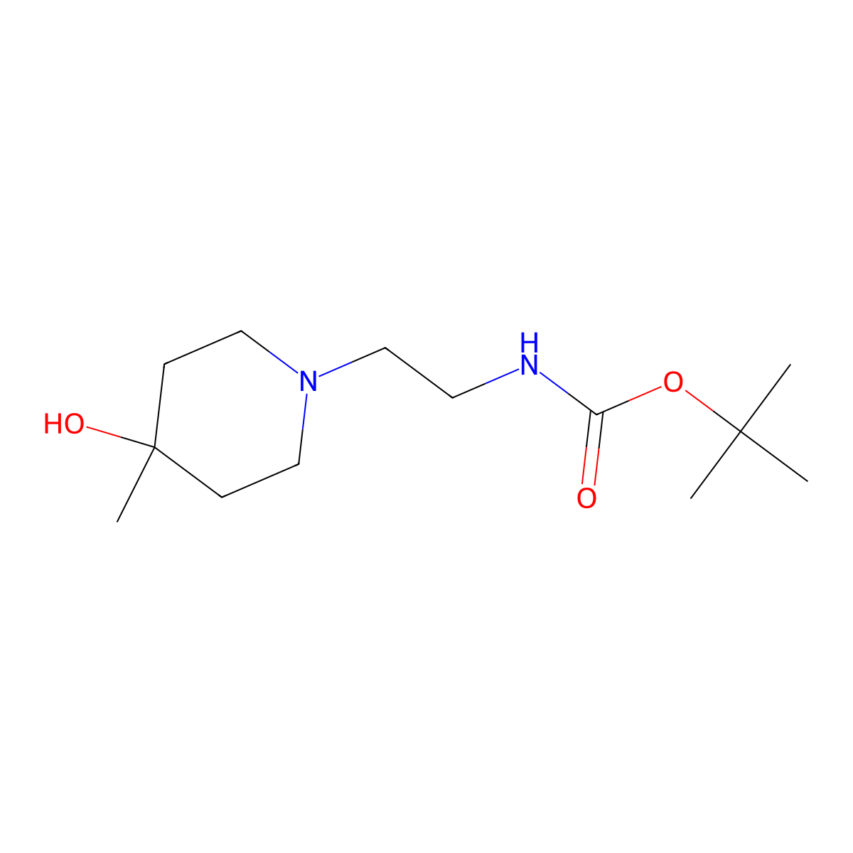 tert-butyl N-[2-(4-hydroxy-4-methylpiperidin-1-yl)ethyl]carbamate molecular structure, CAS 2413874-44-7