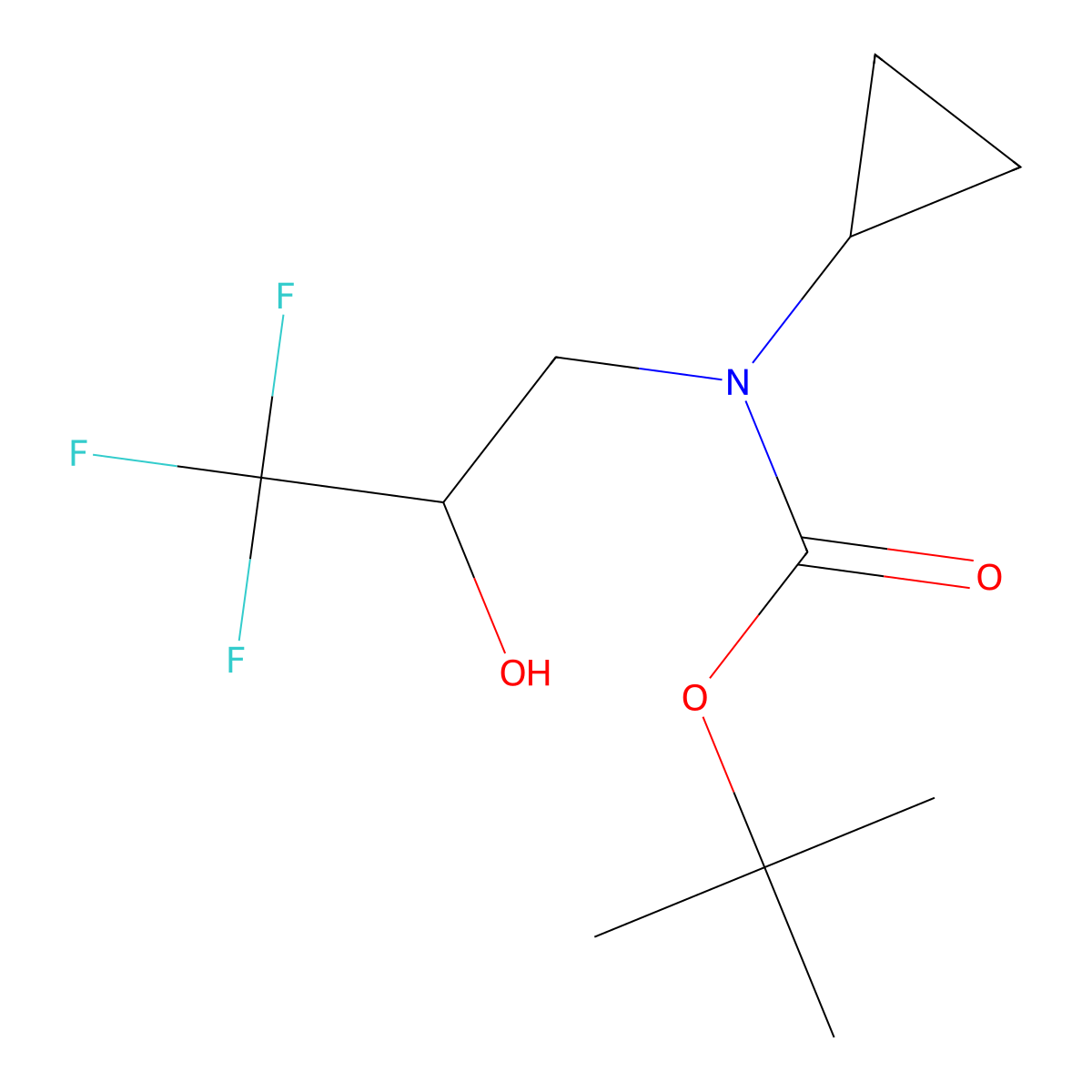 tert-butyl N-cyclopropyl-N-(3,3,3-trifluoro-2-hydroxypropyl)carbamate molecular structure, CAS 2413874-45-8