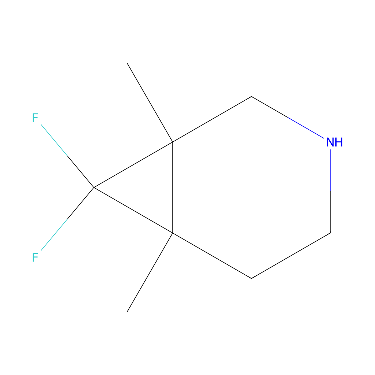 7,7-Difluoro-1,6-dimethyl-3-azabicyclo[4.1.0]heptane molecular structure, CAS 2413874-48-1