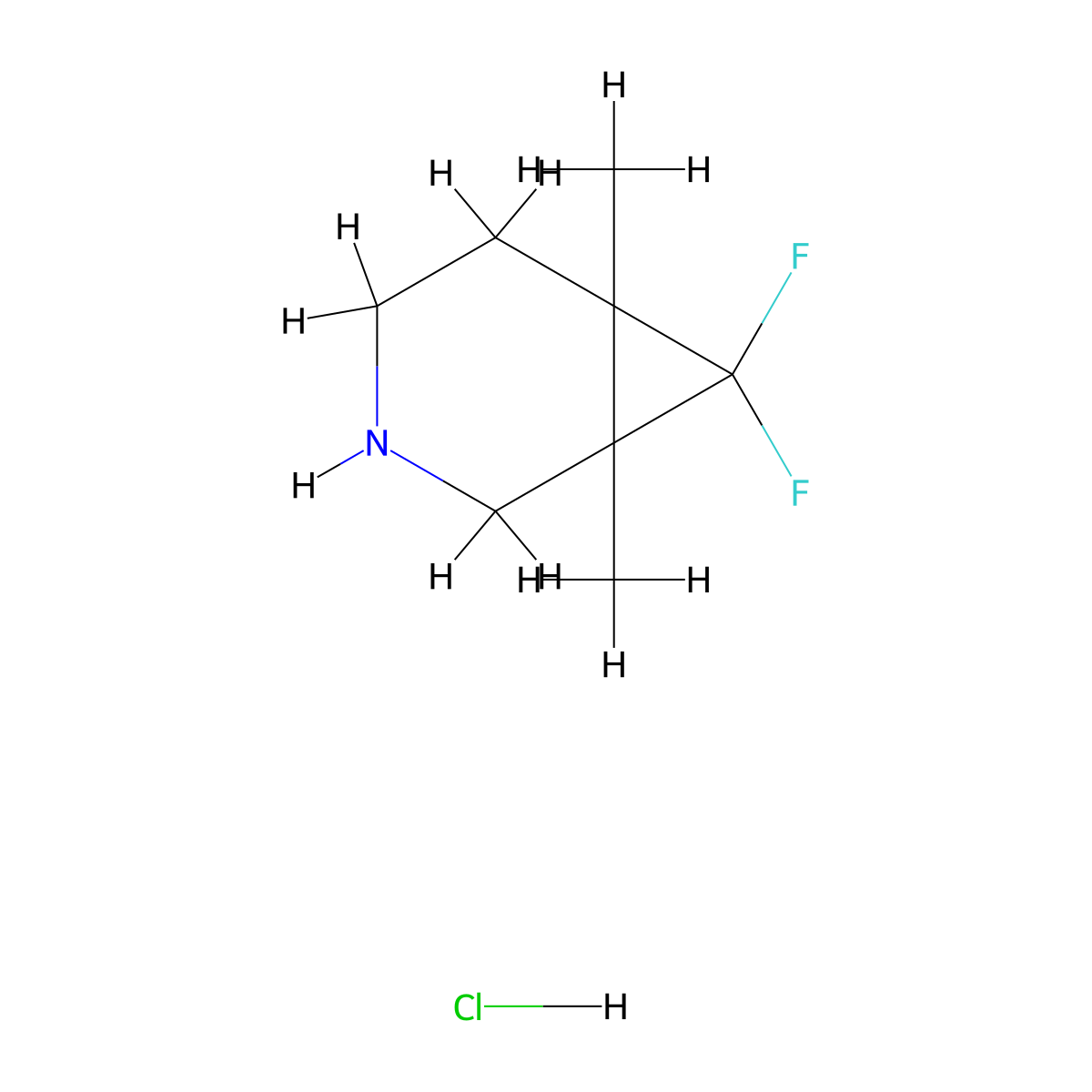7,7-Difluoro-1,6-dimethyl-3-azabicyclo[4.1.0]heptane hydrochloride molecular structure, CAS 2413874-49-2