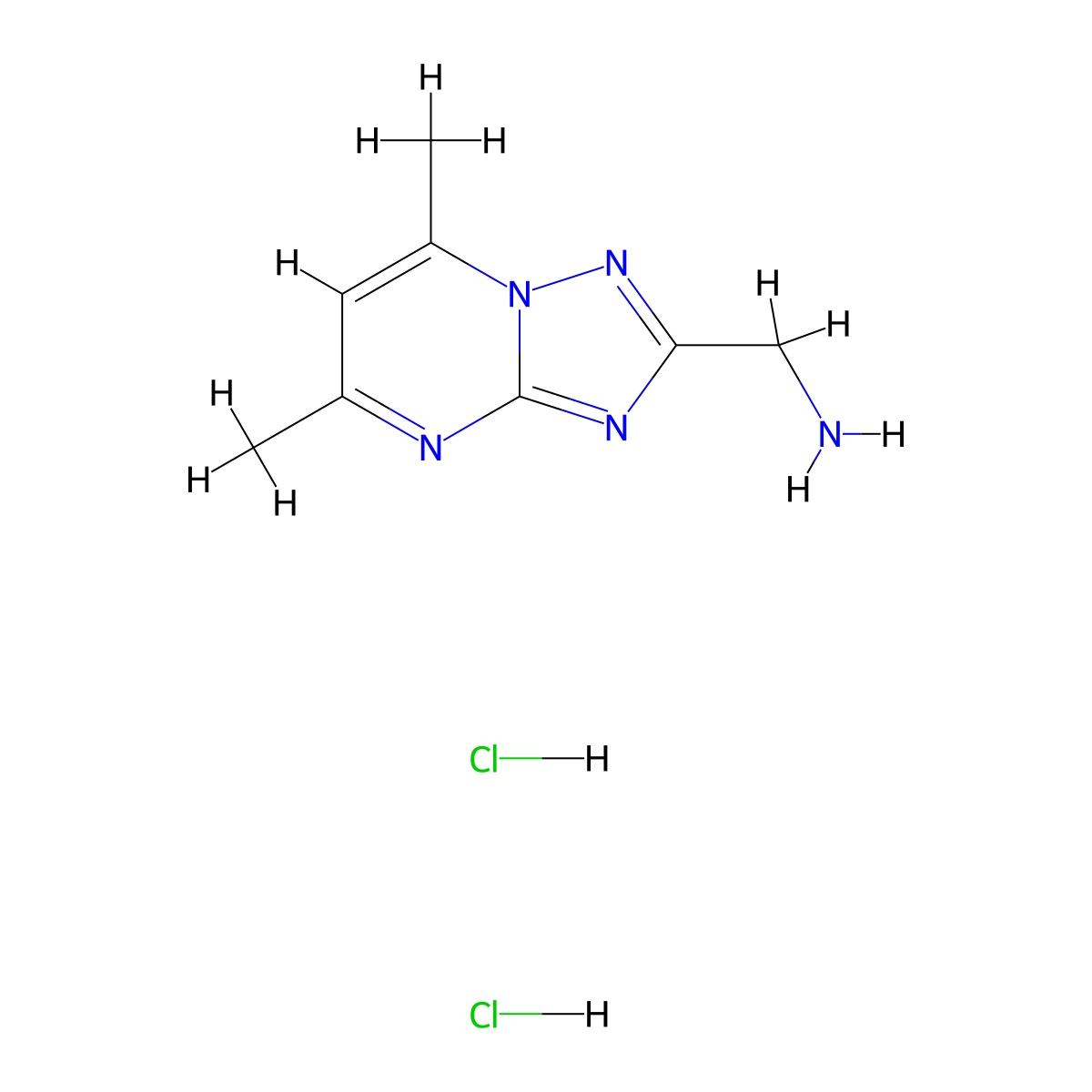 (5,7-Dimethyl-[1,2,4]triazolo[1,5-a]pyrimidin-2-yl)methanamine;dihydrochloride molecular structure, CAS 2413874-56-1
